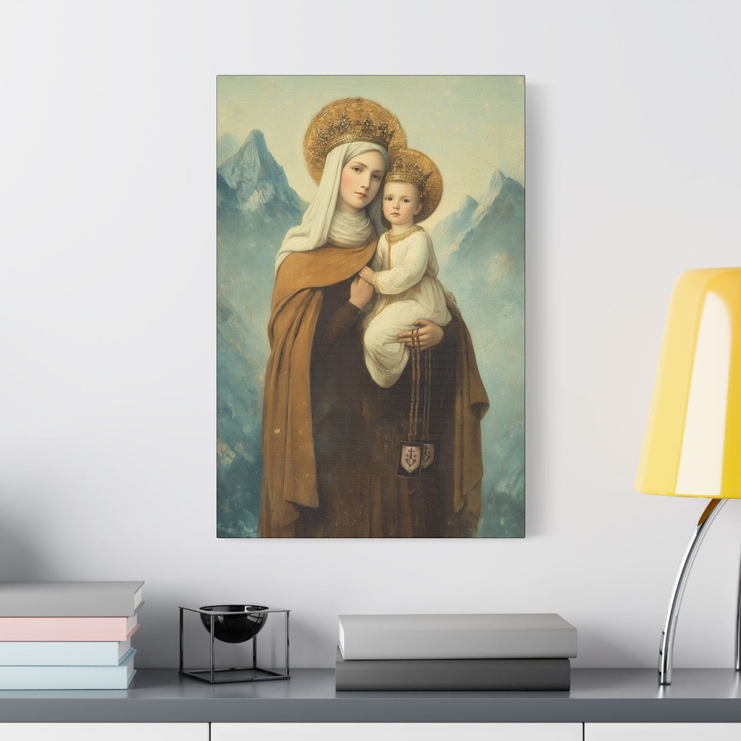 The Gift of the Scapular - Our Lady of Mount Carmel Wrapped Canvas Print - Multiple Sizes - Catholic Home art Matte Canvas, Stretched