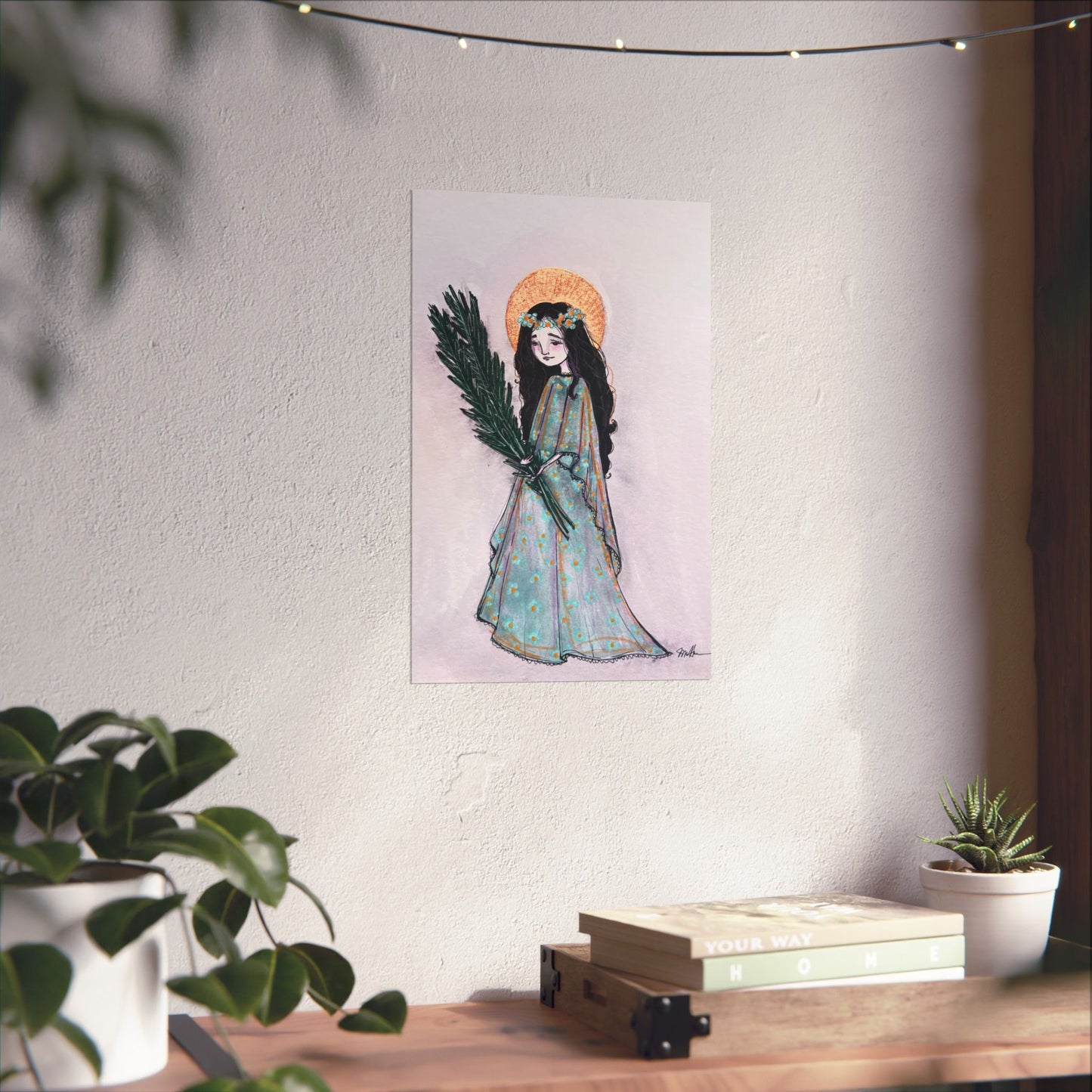 Saint Faith Matte Poster - Hand-Drawn Art - Catholic Print | Faith Hope and Charity Devotional Wall Art | Christian Religious Poster
