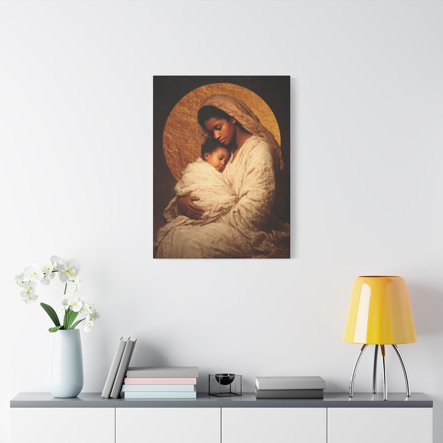 Our Lady of the Manger - Mother Mary and the Christ Child - Gallery Wrapped Canvas - Print - Religious Art for your Home - Catholic