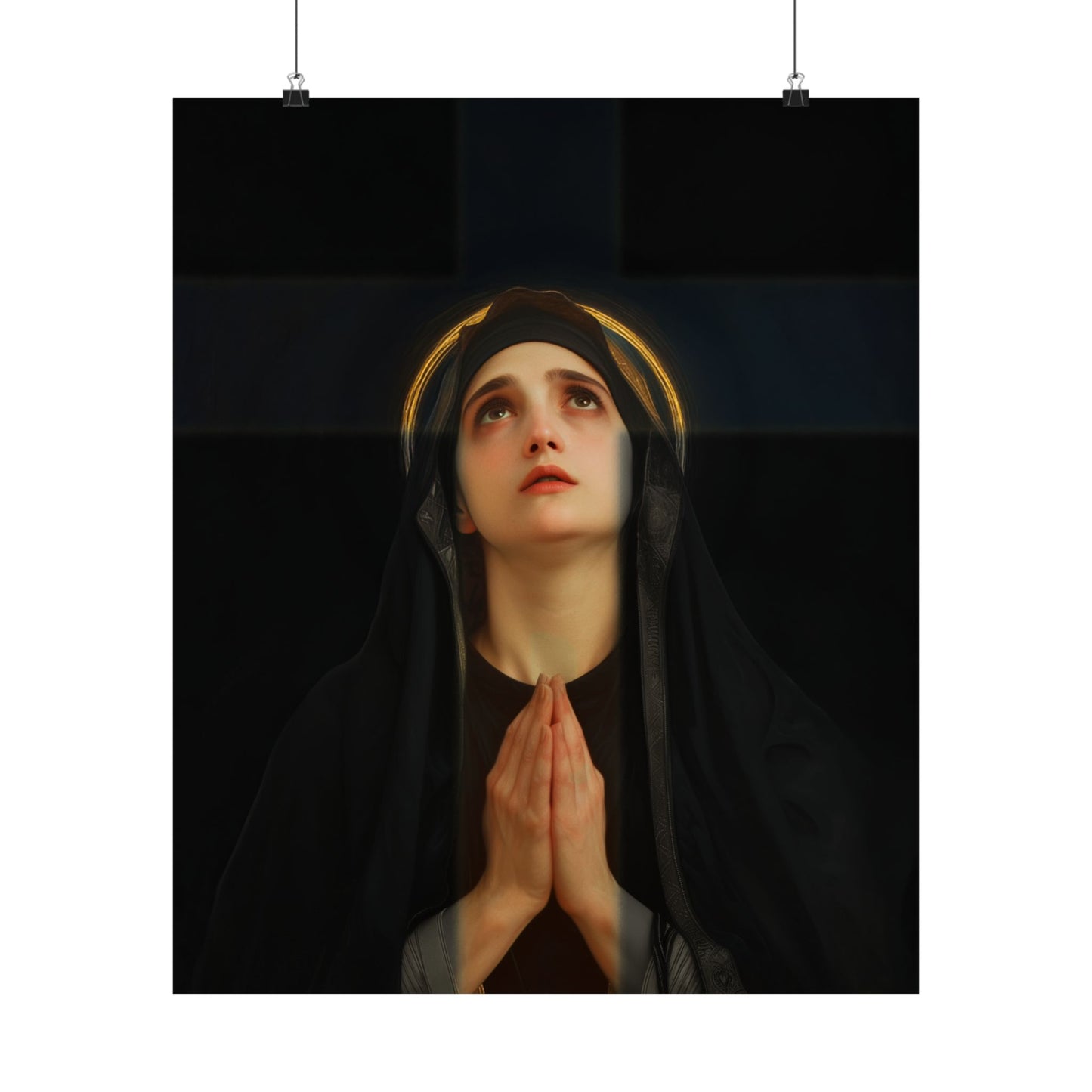 Our Lady of the Cross - Mother Mary  - Our Lady of the Crucifix - Marian Art  - Sanctified Souls Print - Multiple Sizes - Premium Posters