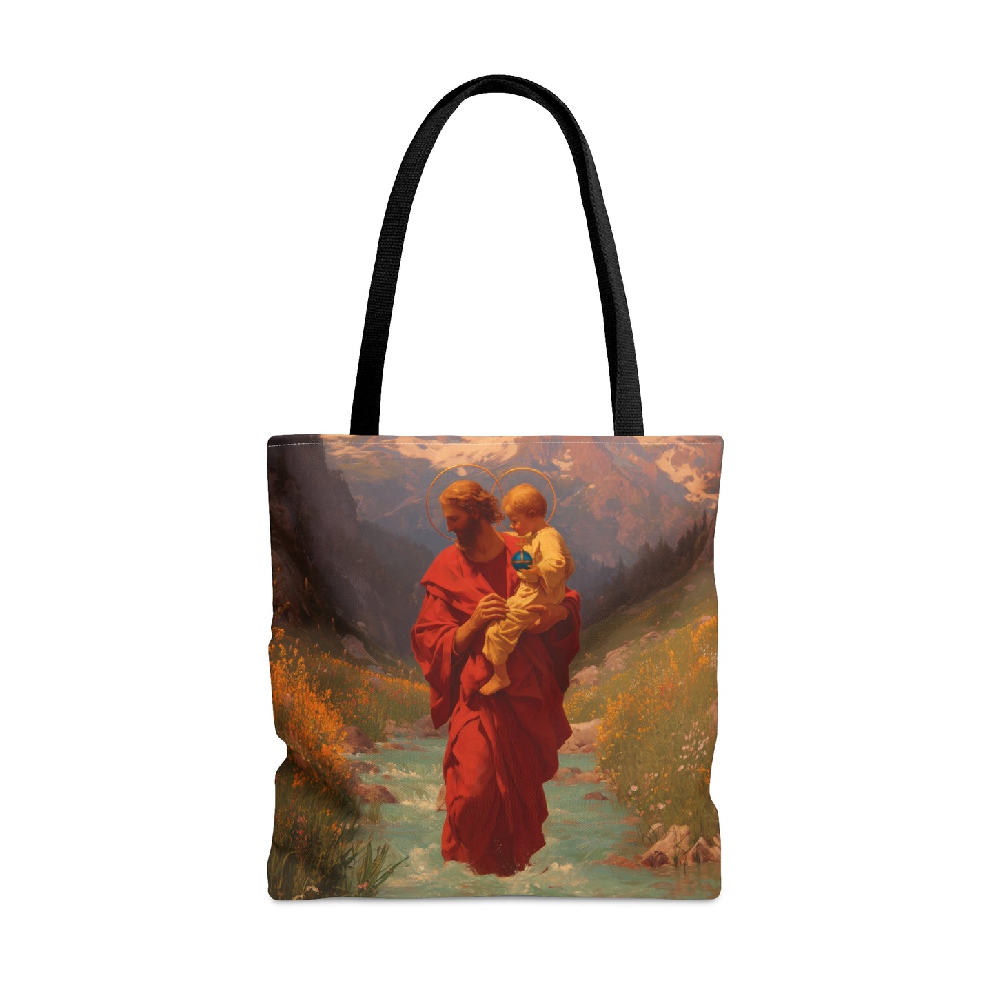 Saint Christopher - Tote Bag - Large Medium Small Faith Art Bag - Bible Study Faith Purse - Double Sided