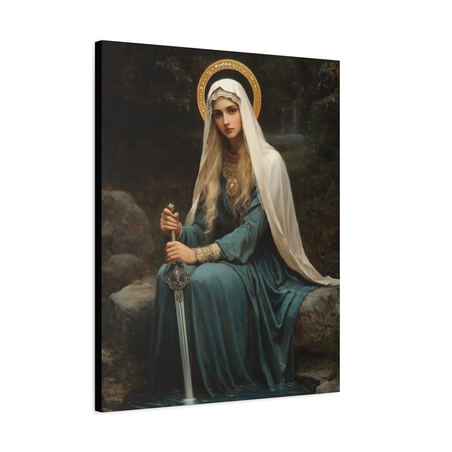 Saint Winifred - Museum Wrapped Canvas - Print - Religious Art for your Home - Christian print - Prayer Room Art - Catholic