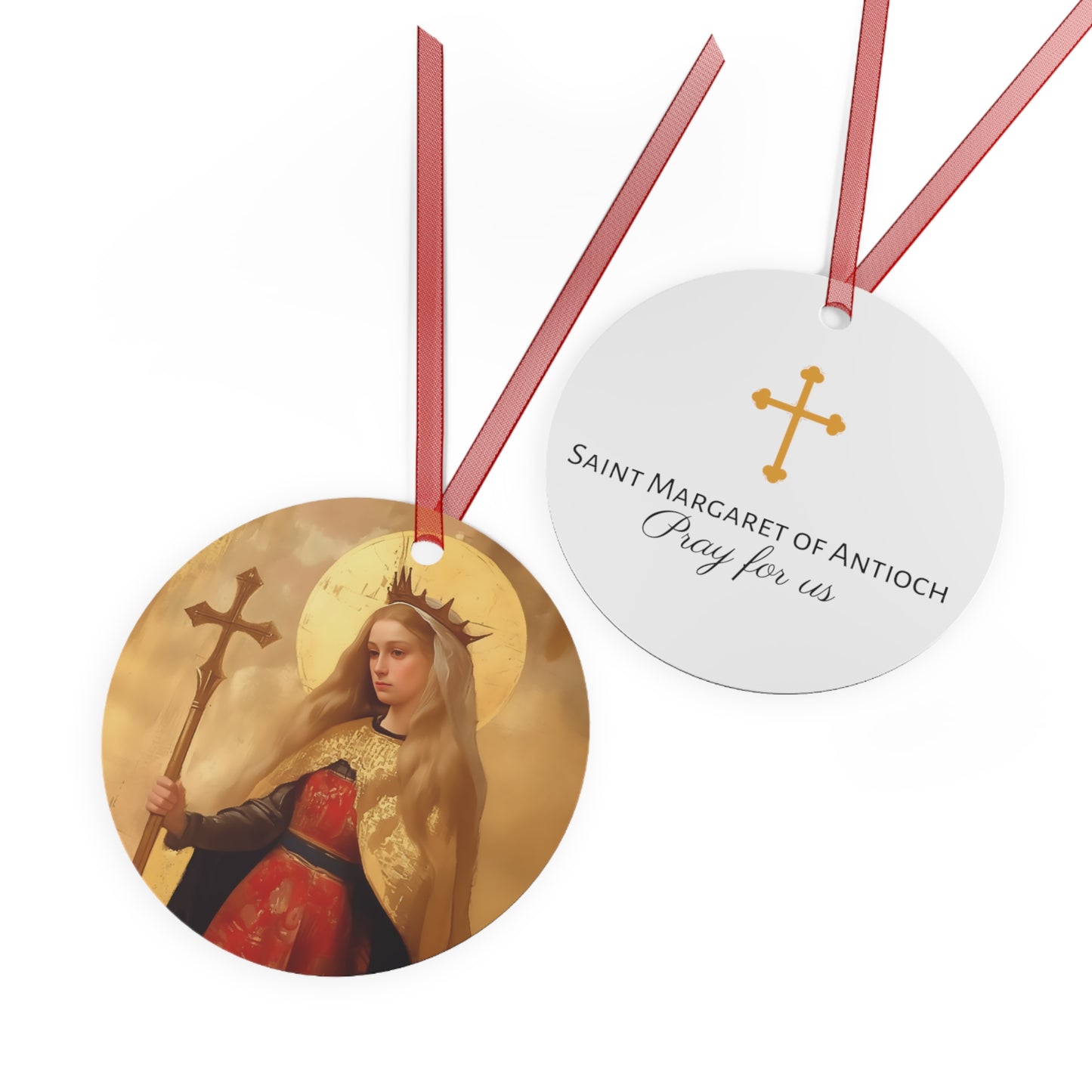Saint Margaret of Antioch Metal Ornament - Religious Holiday Christmas Ornament and Keepsake - Catholic Keepsake