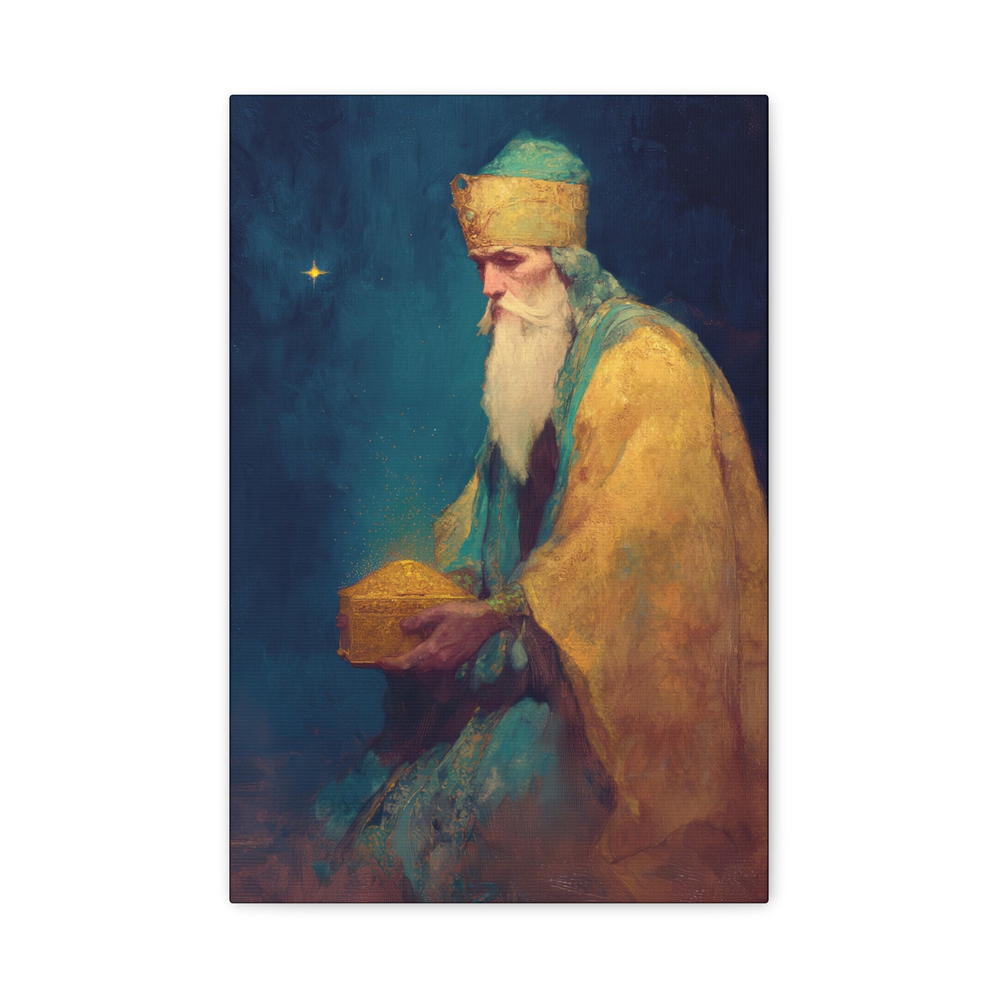 Caspar and the Offering of Worship - 3 Wise Men - Gallery Wrapped Canvas - Print - Religious Art for your Home - Catholic