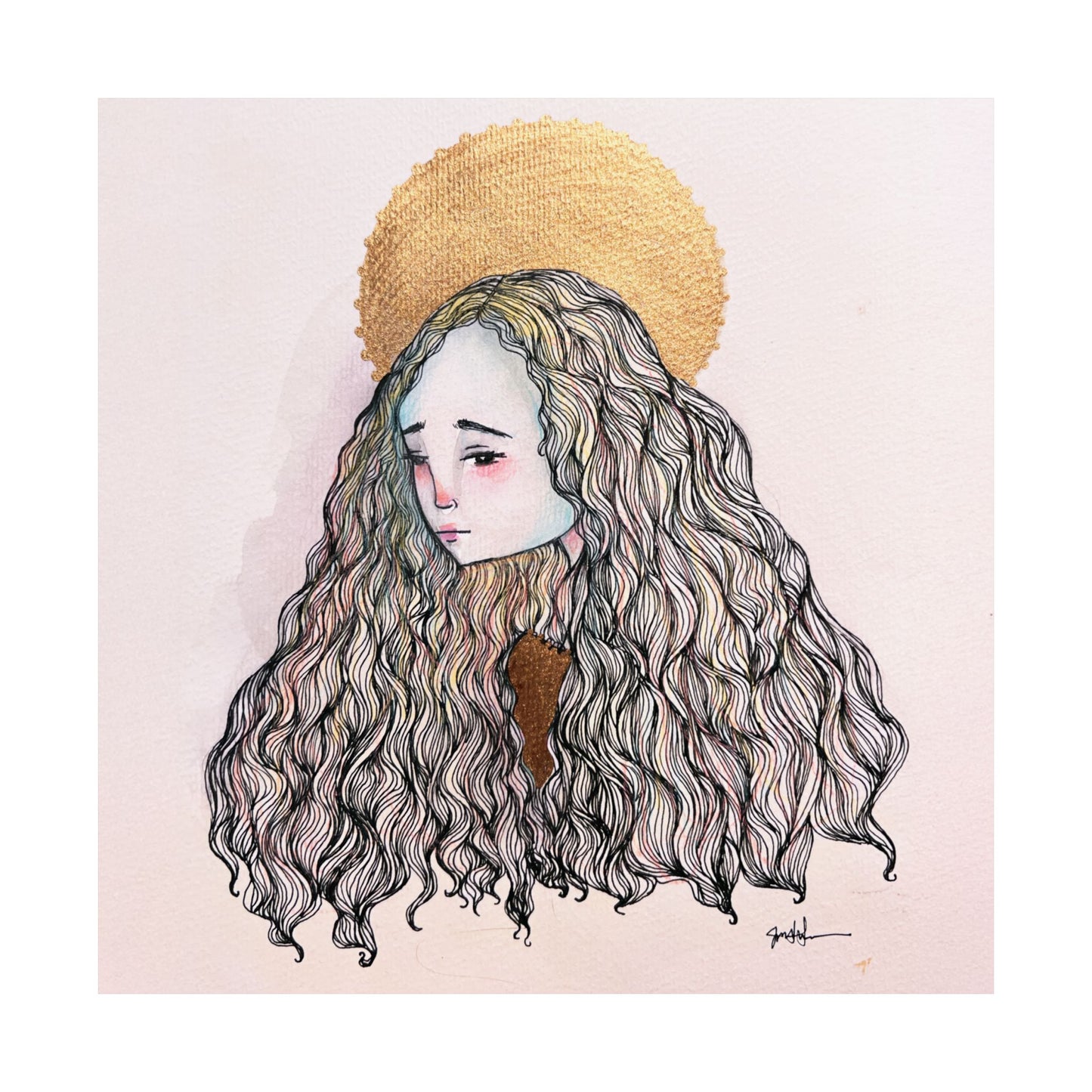 Saint Philomena Poster Print - Hand-Drawn Catholic Art Print | Christian Devotional Wall Art | Sanctified Solocosmo Religious Poster