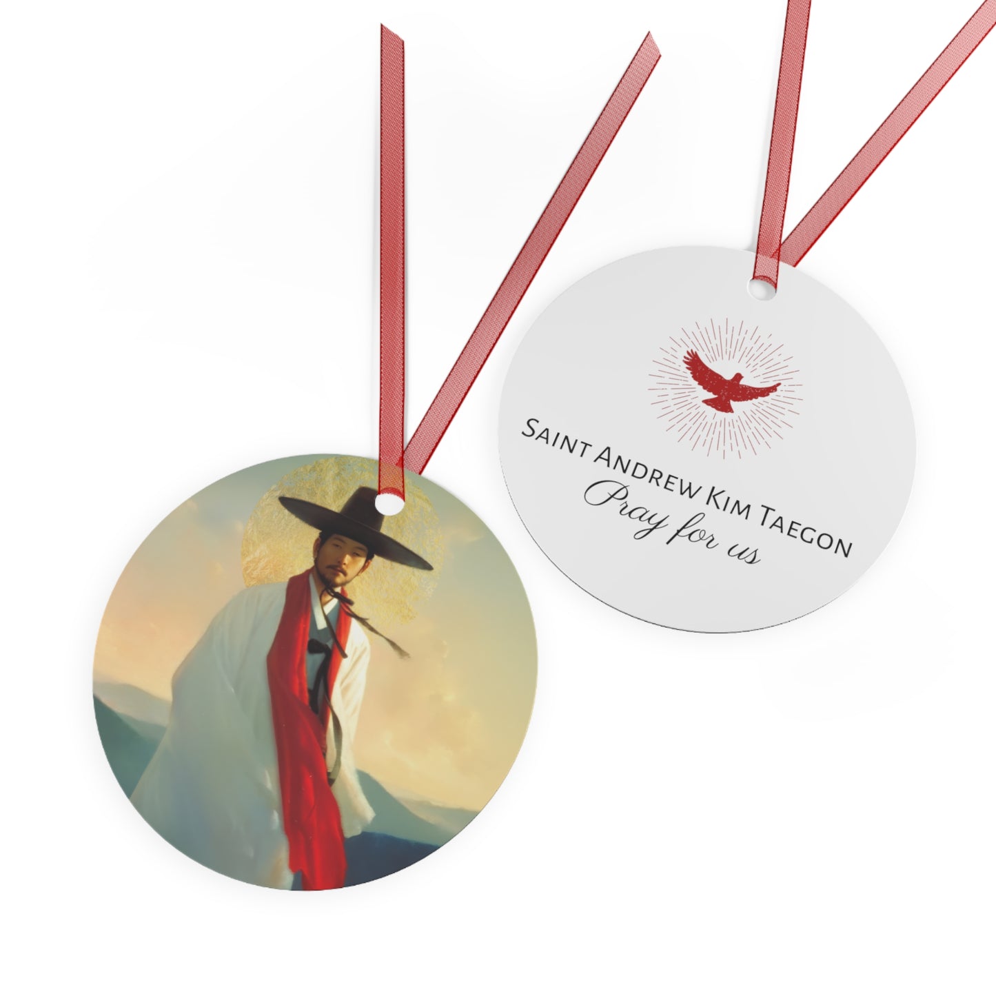 Saint Andrew Kim Taegon Metal Ornament - Religious Holiday Christmas Ornament and Keepsake - Prayer Ornament - Catholic Christmas Gift