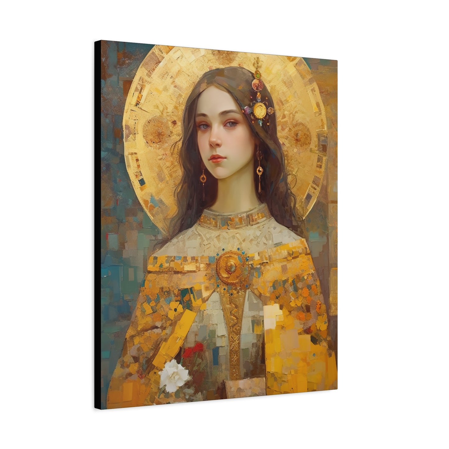 Saint Dymphna - Museum Wrapped Canvas - Sanctified Souls Print - Religious Art for your Home