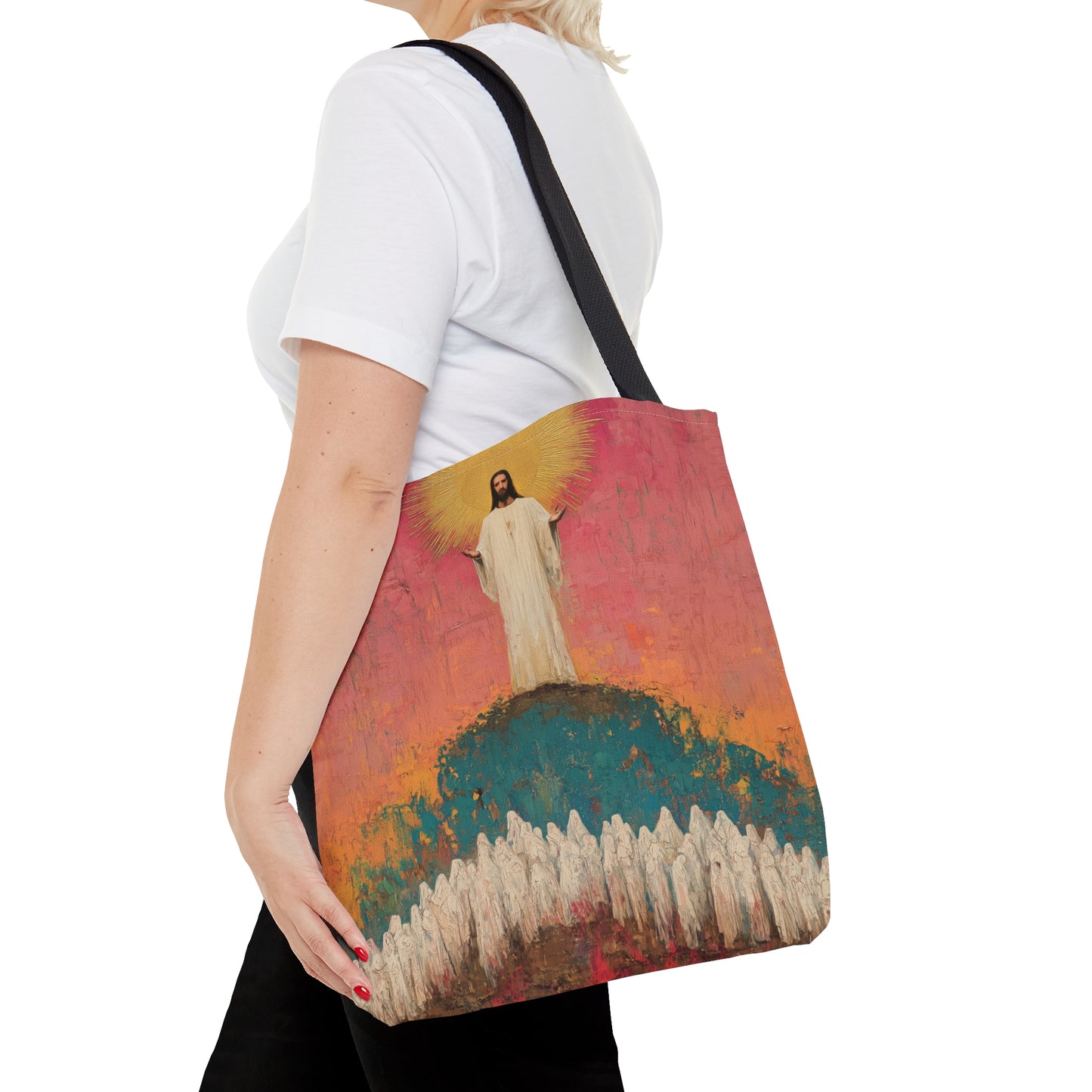 Light Pierced the Abyss Tote Bag - Large Medium Small Faith Art Bag - Catholic Faith Purse - Double Sided