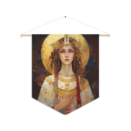 Saint Ursula Banner / Wall Hanging / Pennant - Prayer room - Catholic Art - Saint Art - Large Saint Print - 18" x 21"