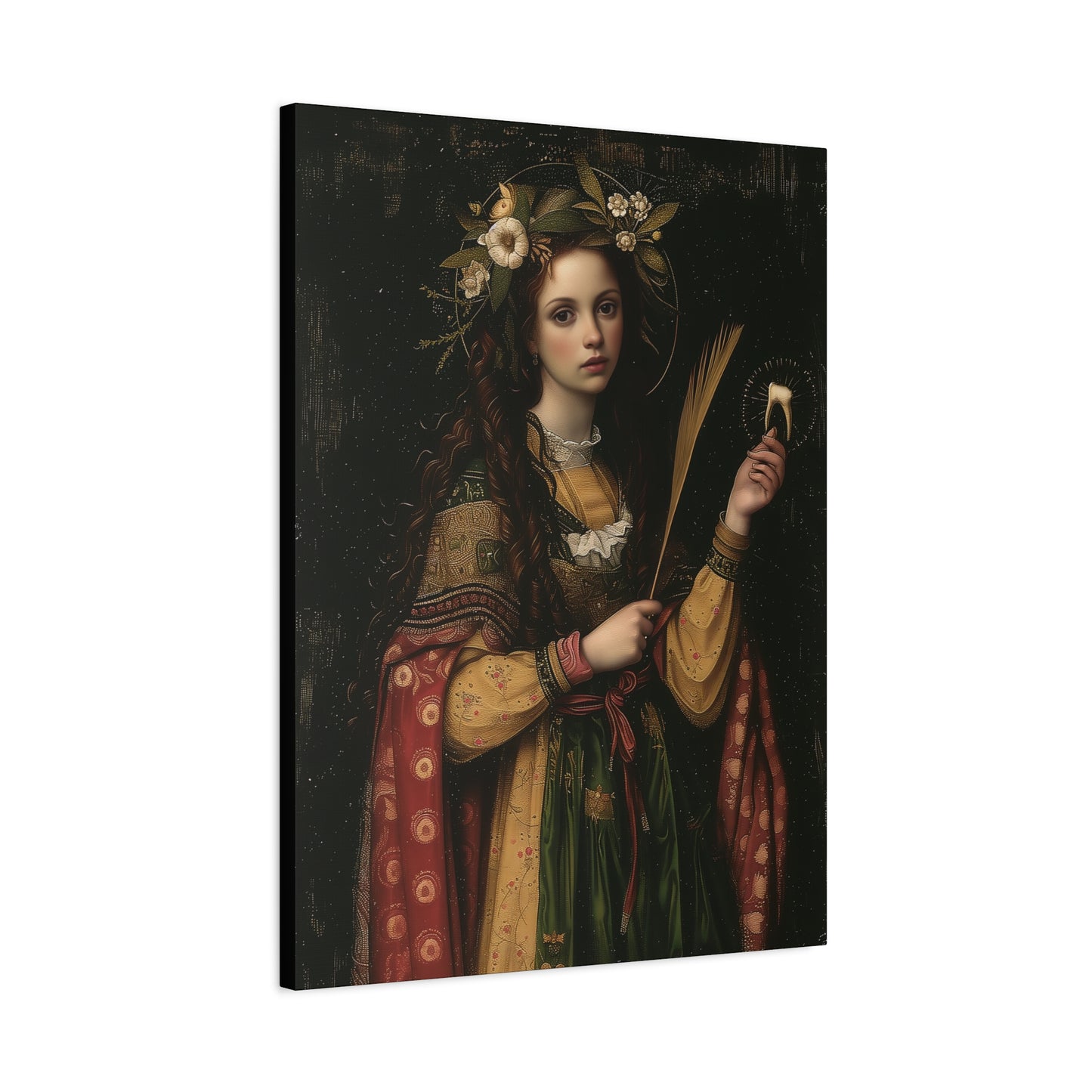 Saint Apollonia - Museum Wrapped Canvas - Print - Religious Art for your Home - Catholic art print - prayer room art