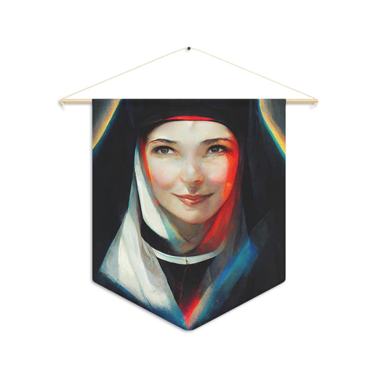 Saint Maria Faustina Kowalska Wall Banner / Wall Hanging - Nursery room print - Religious Large Art Print - 18" x 21"