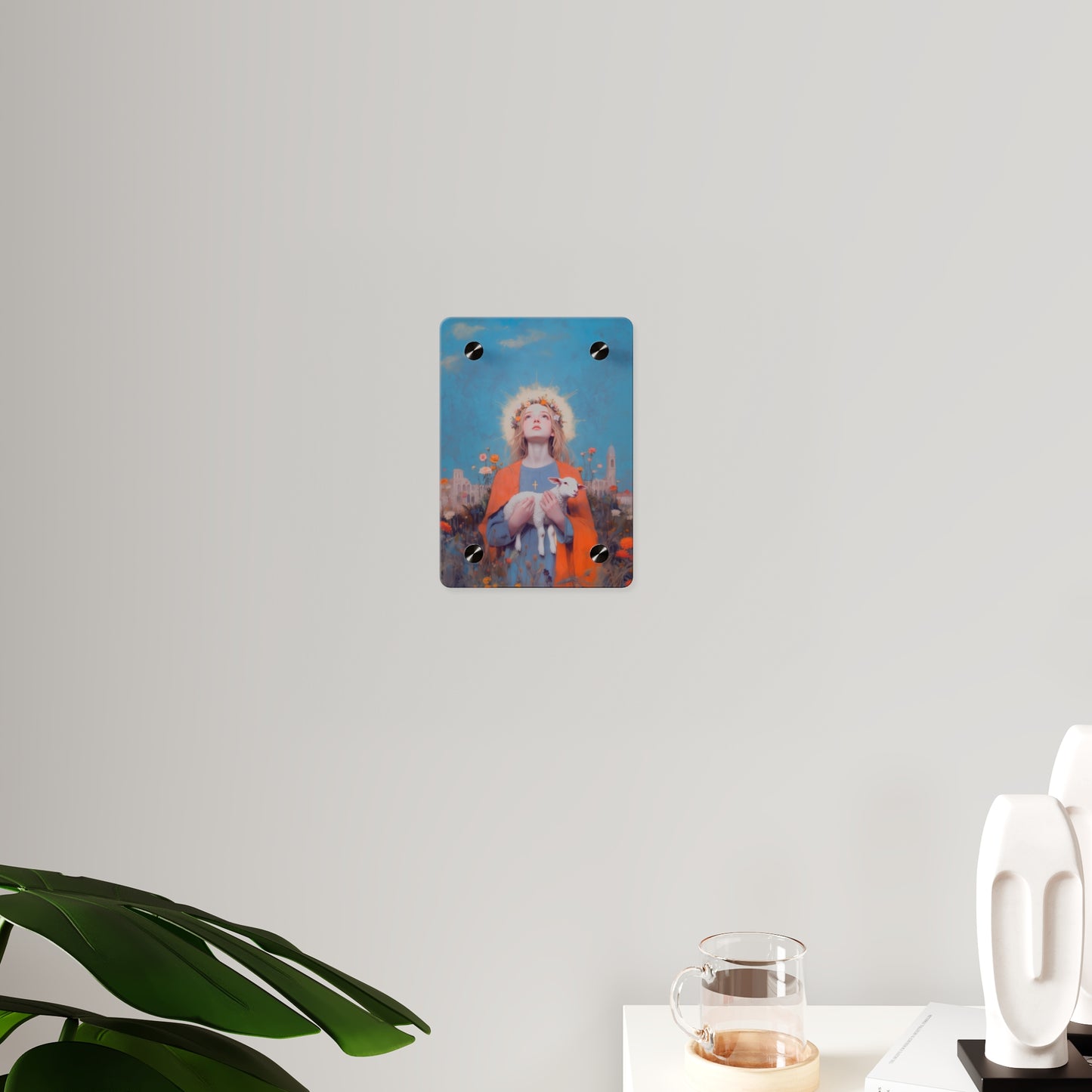 Saint Agnes of Rome Wall Art Panel - Ready to Hang Acrylic Print - Catholic Saint Art - Patron Saint Print - No Frame needed