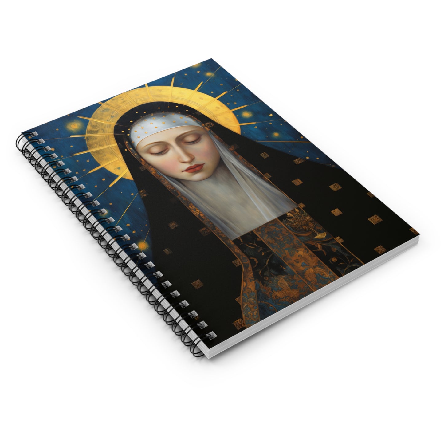 Saint Bridget of Sweden Journal - Sanctified Souls Art - Religious Based Notebook - Spiral Notebook - Ruled Line - Catholic Art Journal