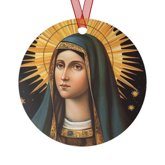Saint Clare of Assisi Metal Ornament - Religious Holiday Christmas Ornament and Keepsake - Double sided - Prayer Ornament