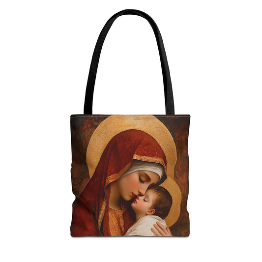 Our Lady of Tenderness - Mother Mary and the Christ Child - Marian Art - Tote Bag - Large Medium Small Faith Art Bag - Tote Purse