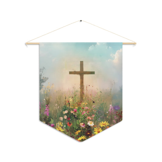 The Cross That Called the Earth to Life Wall Banner / Wall Hanging - Christian Art for your home - Prayer room - 18" x 21"