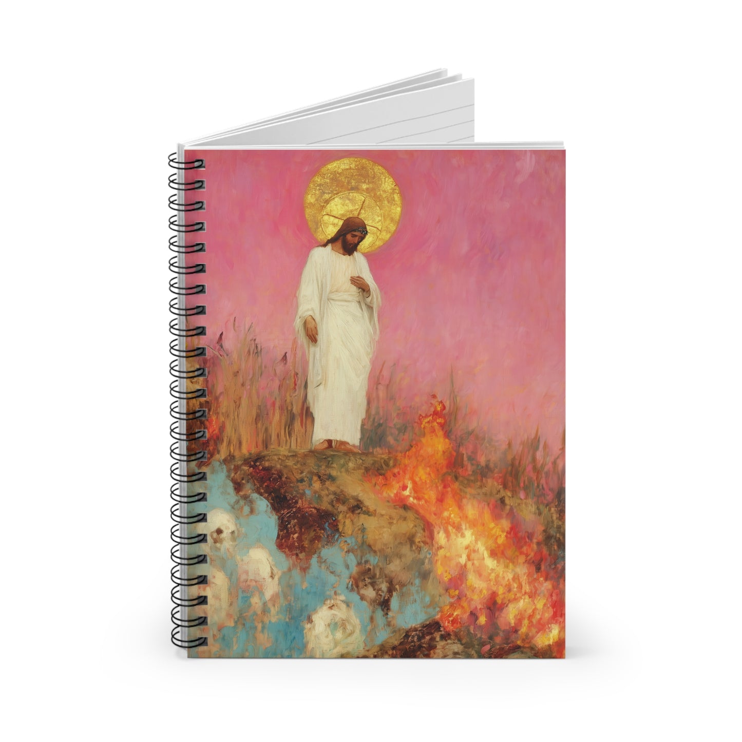 The Stone Cracked Beneath His Feet - Sanctified Souls Art - Religious Based Notebook - Spiral Notebook - Ruled Line