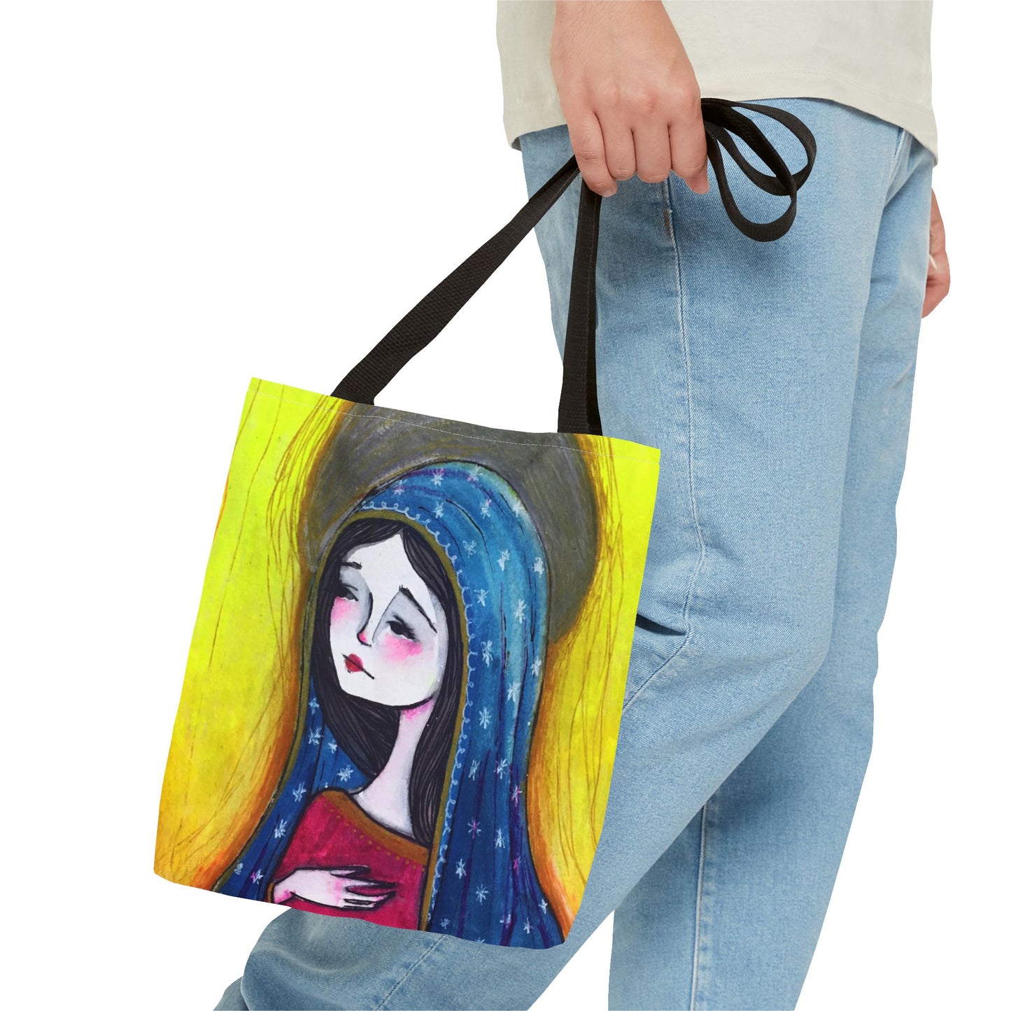 Our Lady of Guadalupe Tote - Hand-Drawn Catholic Art - Prayer Bag | Marian Devotional Tote | Sanctified Solocosmo Religious Tote