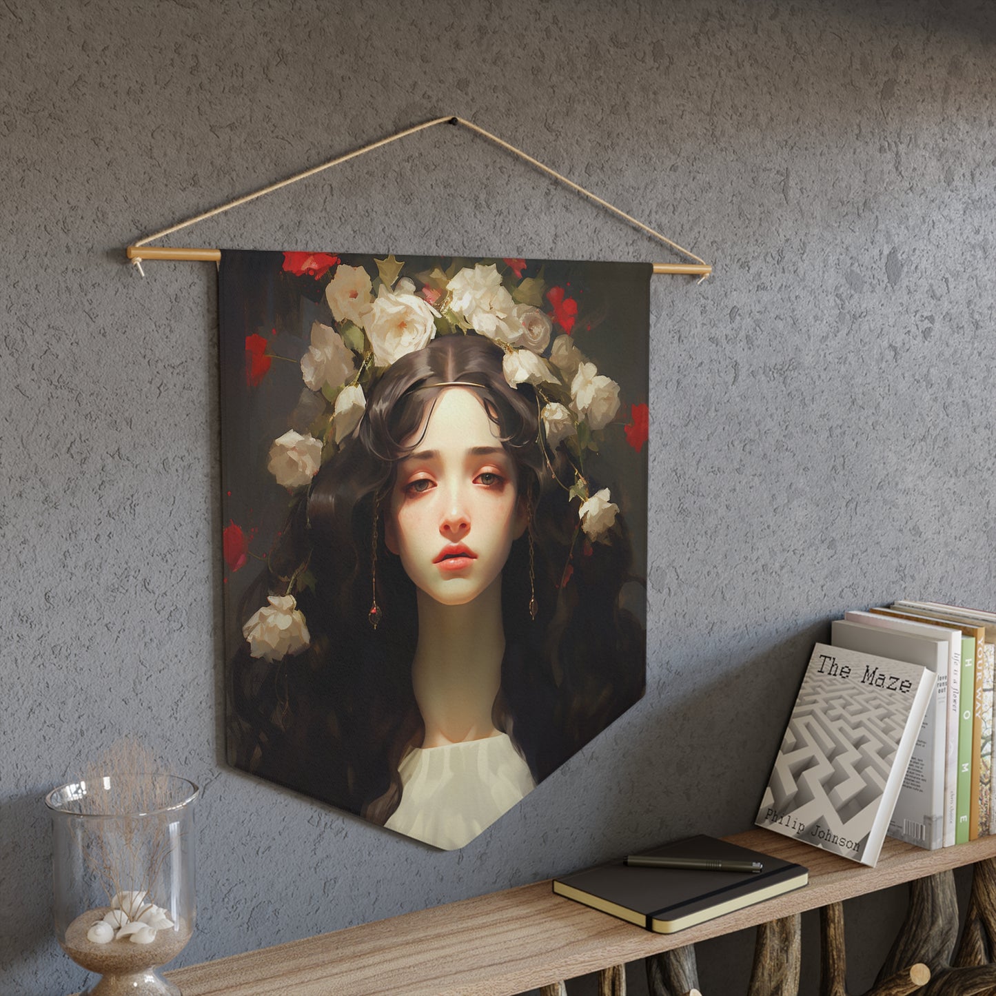 Saint Flora Wall Banner / Wall Hanging - Prayer room art - Catholic Home Art - Large Saint Art for your home - 18" x 21"