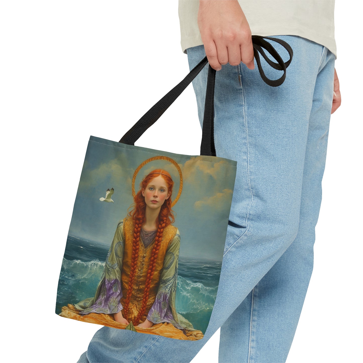 Saint Ia of Cornwall Tote Bag - Large Medium Small Faith Art Bag - Carry all reusable Art purse - Double Sided - Religious Saint Art
