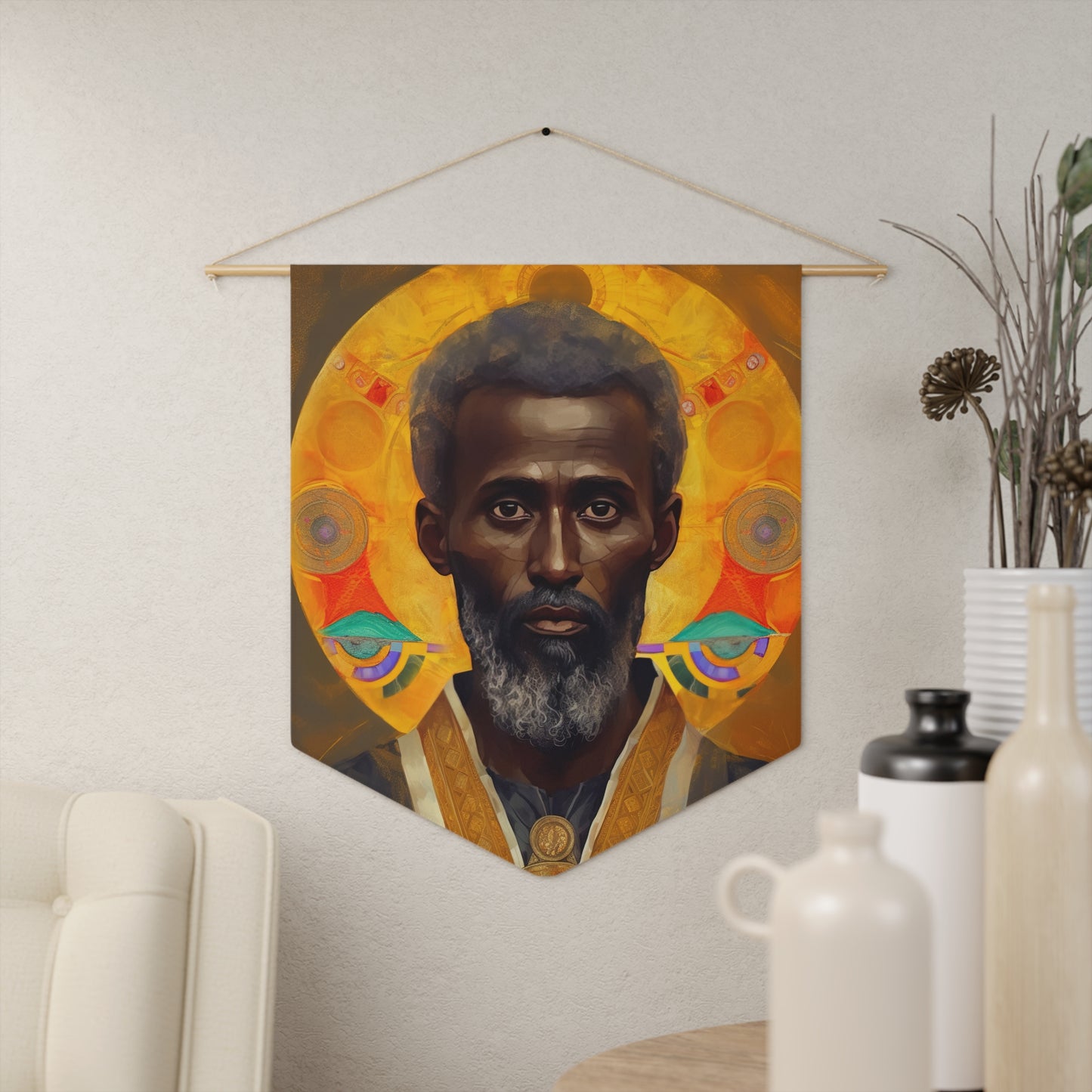 Saint Frumentius Wall Banner / Wall Hanging - Prayer room art - Catholic Home Art - Large Print - 18" x 21"
