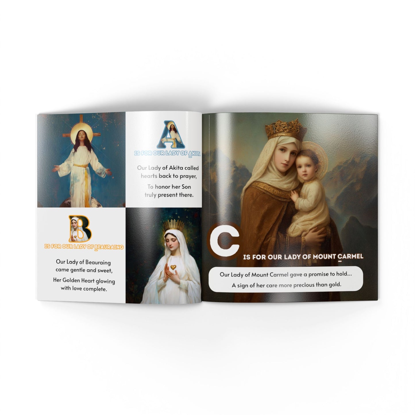 M is for Mary  (Softcover) - An ABC Journey : Learning Her Titles, Love, and Care | Marian Alphabet Children's Book | Our Lady Alphabet Book