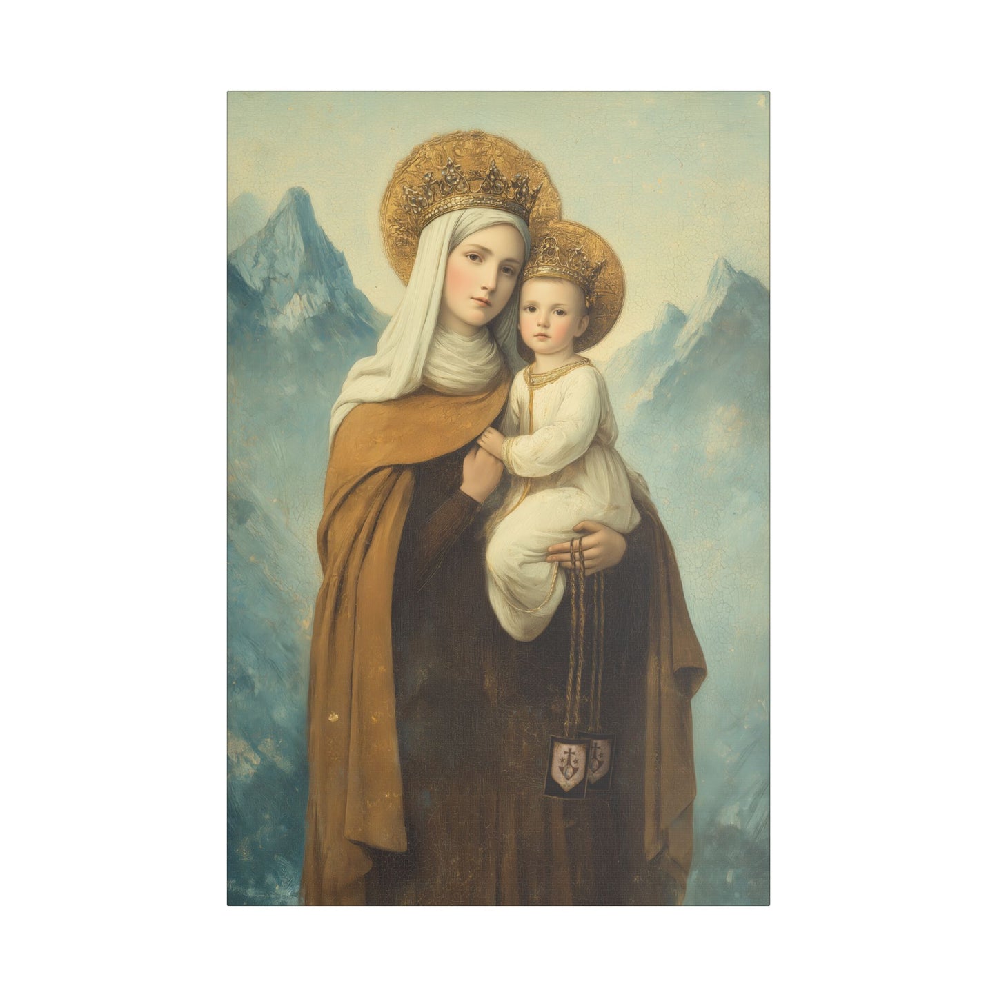 The Gift of the Scapular - Our Lady of Mount Carmel Wrapped Canvas Print - Multiple Sizes - Catholic Home art Matte Canvas, Stretched
