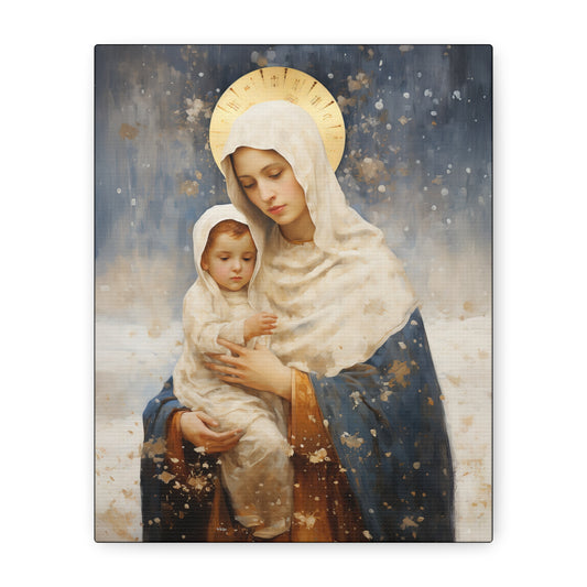 Winter's Grace : Our Lady of the Snows Canvas Print - Multiple Sizes - Catholic Home art - Gallery Wrapped Canvas - Sanctified Souls Print
