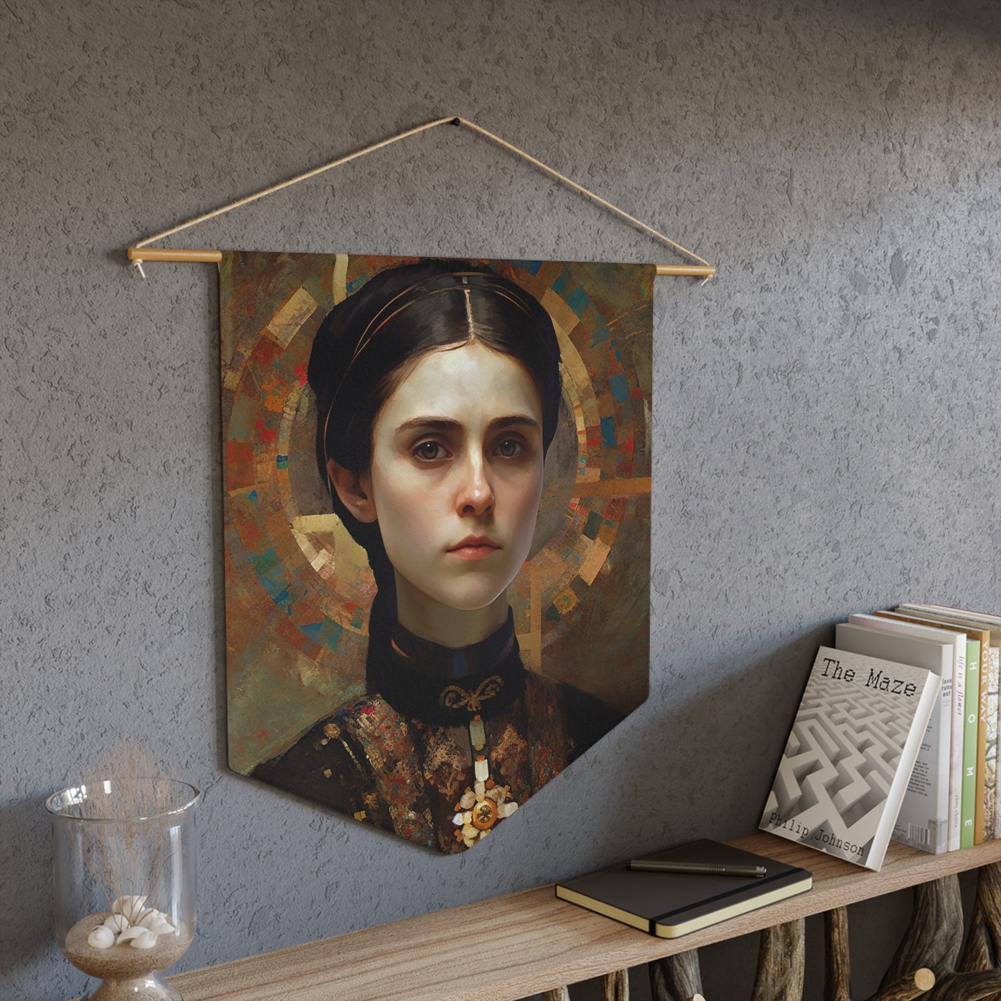 Saint Gemma Galgani Wall Banner / Wall Hanging - Prayer room art - Catholic Home Art - Large Print - 18" x 21"