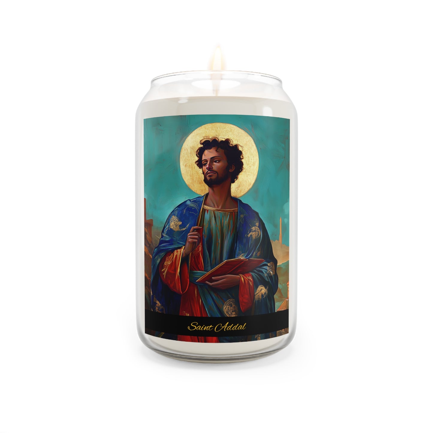 Saint Addal - Scented Prayer Candle, 13.75oz -  Candle - Catholic Art - prayer room Scented Candle - Religious Saint Art
