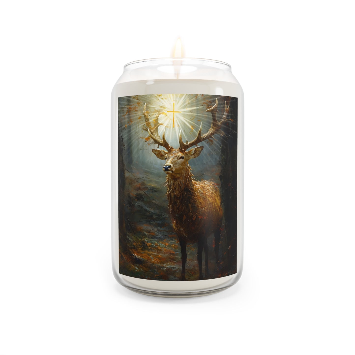 The Stag of Saint Hubert / Saint Hubertus Stag - Scented Prayer Candle, 13.75oz - Tall Size - Religious Prayer Candle - Catholic Art