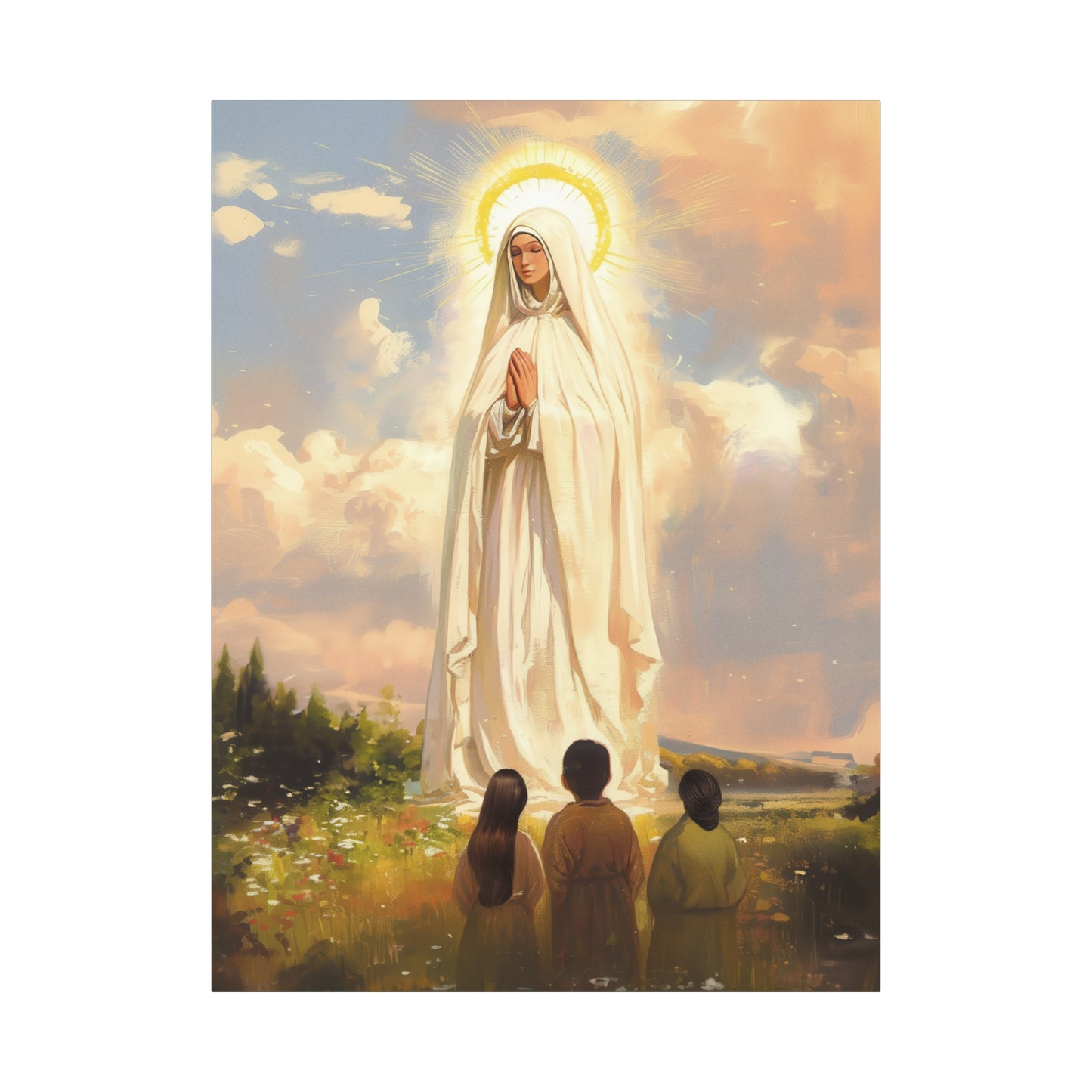 Our Lady of Fátima - Gallery Wrapped Canvas - Print - Religious Art for your Home - Catholic art print - prayer room art