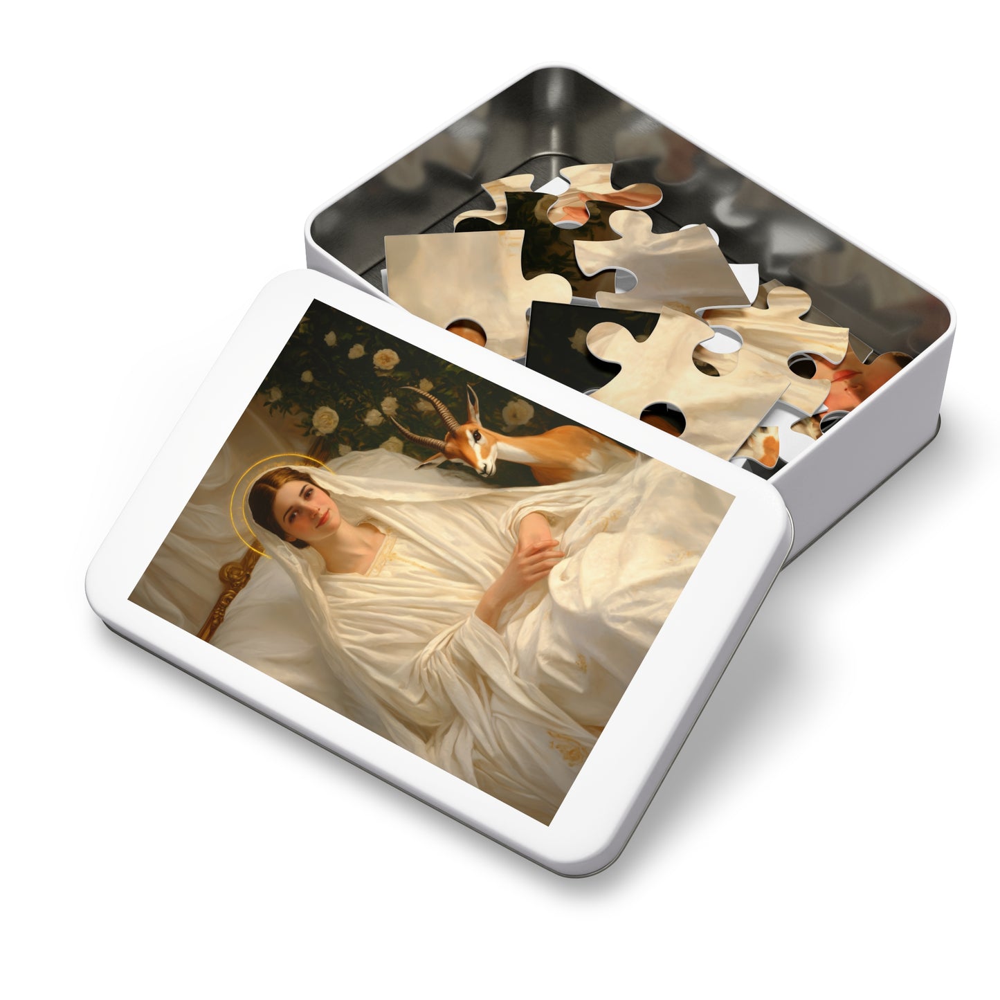 Saint Tabitha - Puzzle and Keepsake Tin - Religious (30, 110, 252, 500,1000) - Religious Puzzle - Gifts for Catholic Families