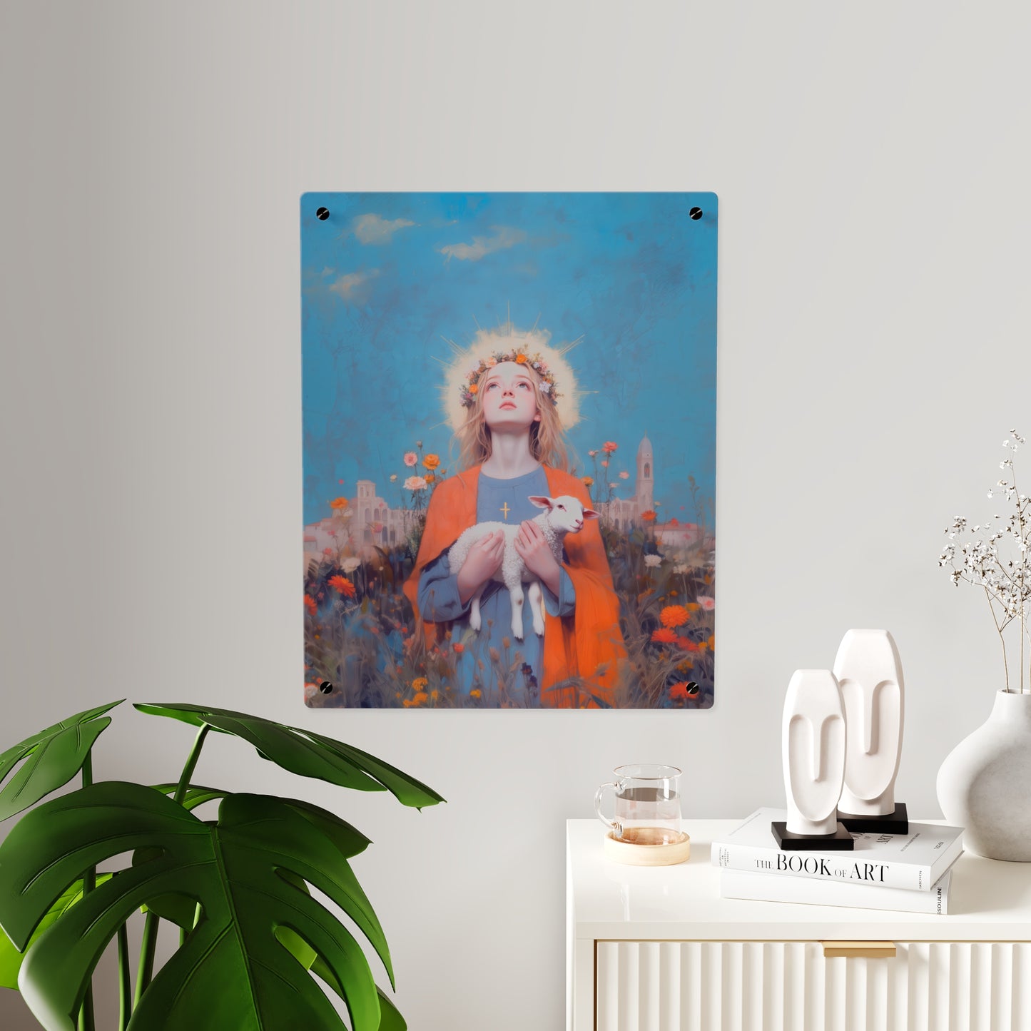 Saint Agnes of Rome Wall Art Panel - Ready to Hang Acrylic Print - Catholic Saint Art - Patron Saint Print - No Frame needed