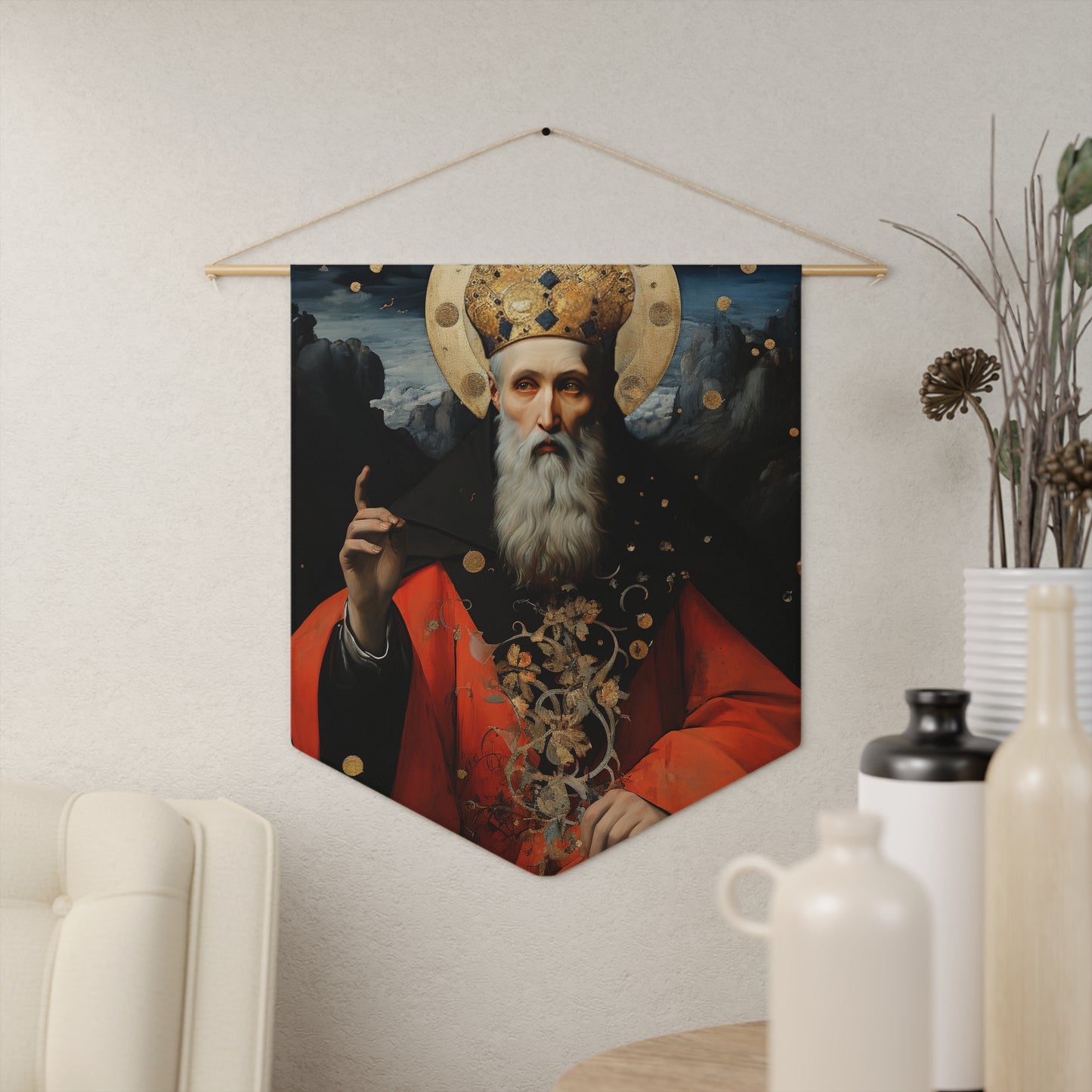 Saint Augustine of Hippo Wall Banner / Wall Hanging - Catholic Home Art - Large Saint Art for your home - 18" x 21"