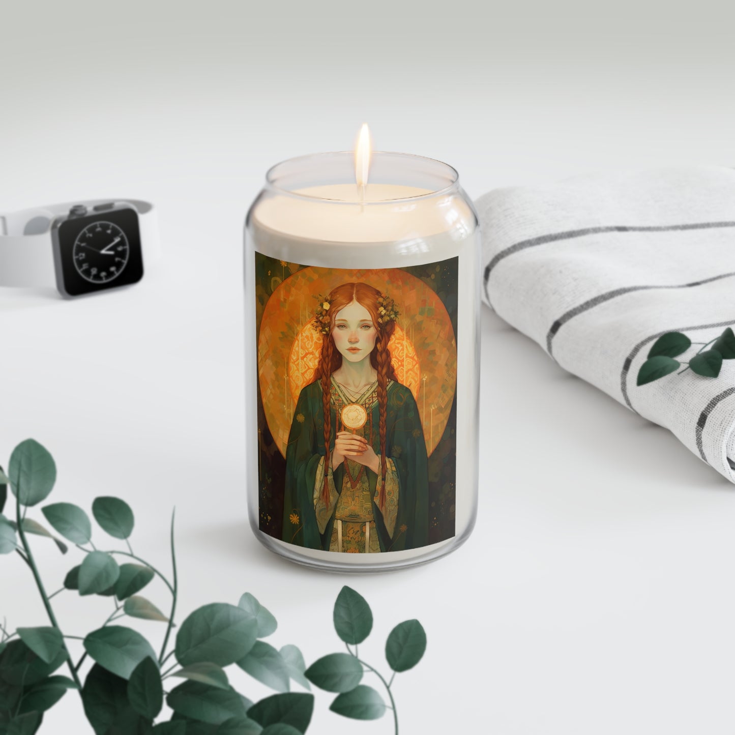 Saint Brigid of Ireland - Scented Prayer Candle, 13.75oz - Tall Size - Religious Prayer Candle - Catholic Art - Religious Gift - Fine Art