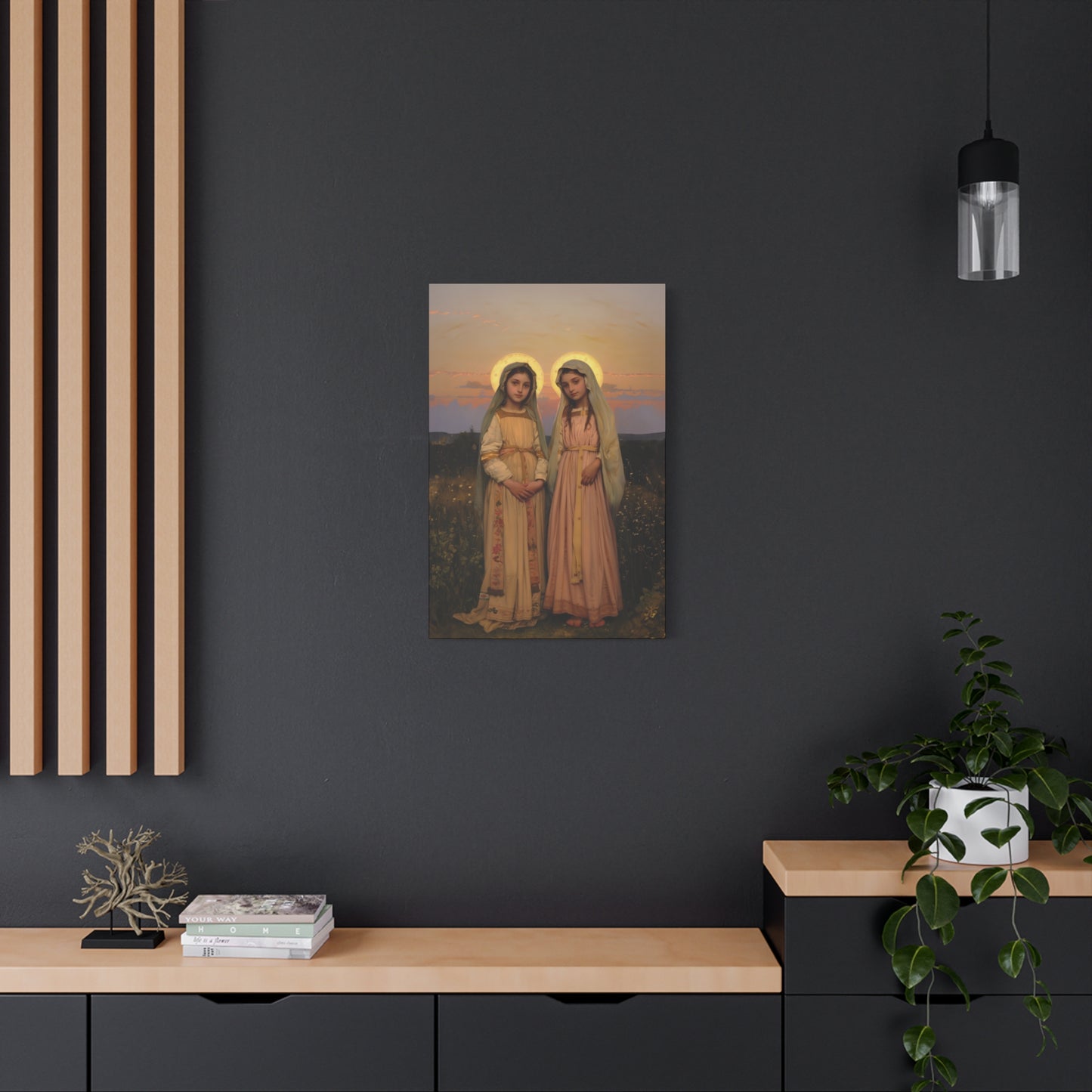 Saints Nunilo and Alodia - Museum Wrapped Canvas - Print - Religious Art for your Home - Christian print - Prayer Room Catholic Saint