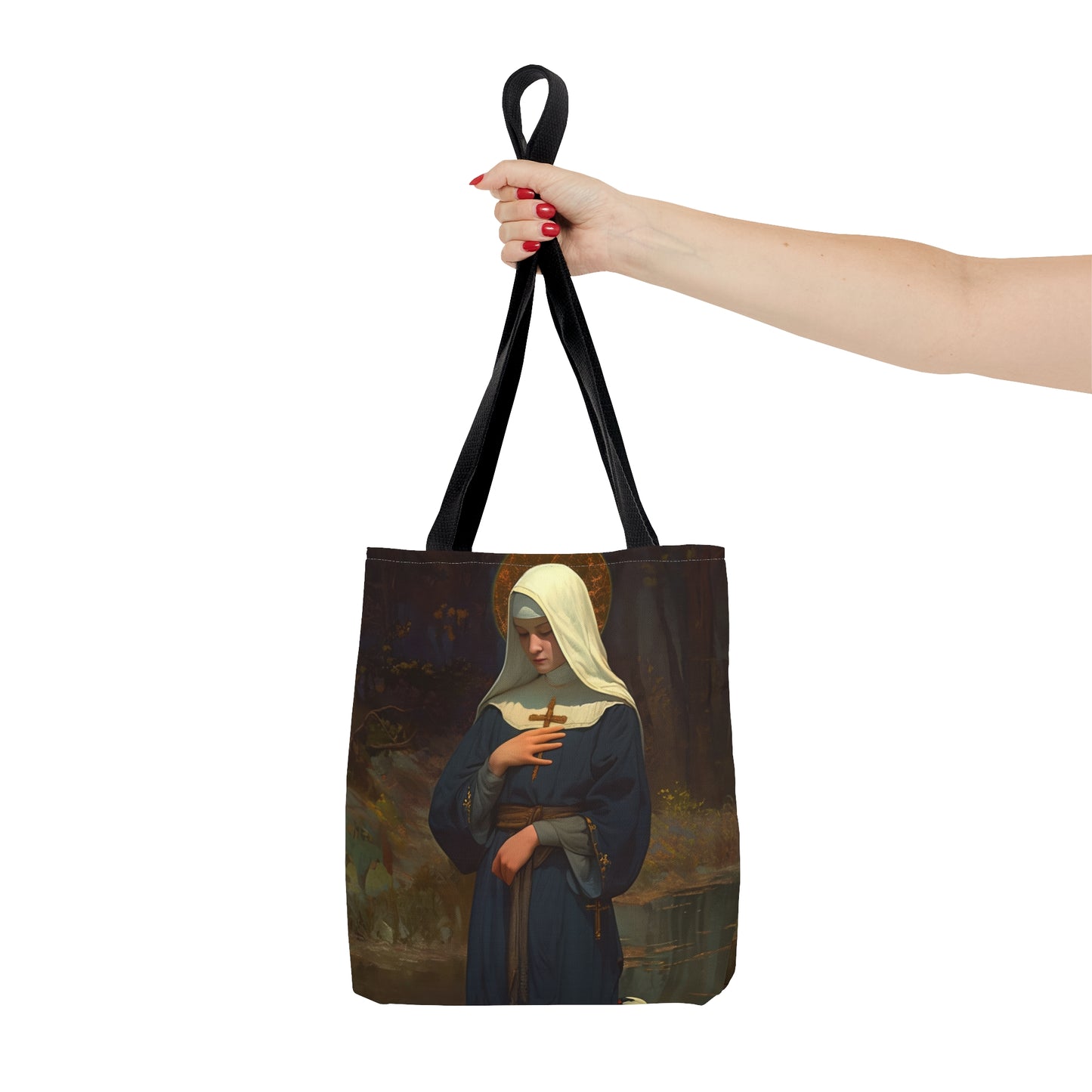 Saint Modwenna Tote Bag - Large Medium Small Faith Art Bag - Catholic Faith Purse - Religious Carry All Reusable - Gifts for Catholics