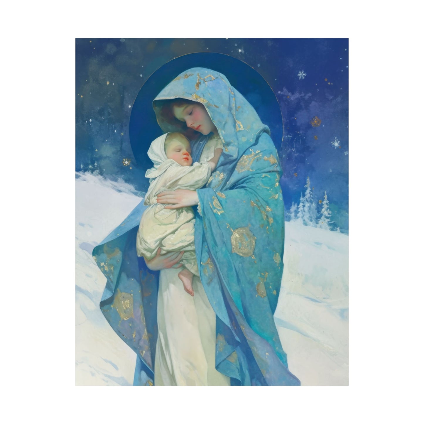 Snowfall of Grace: Our Lady's Blessing - Sanctified Souls Print - Multiple Sizes - Premium Poster - Catholic Art - Christian - Catholic Gift