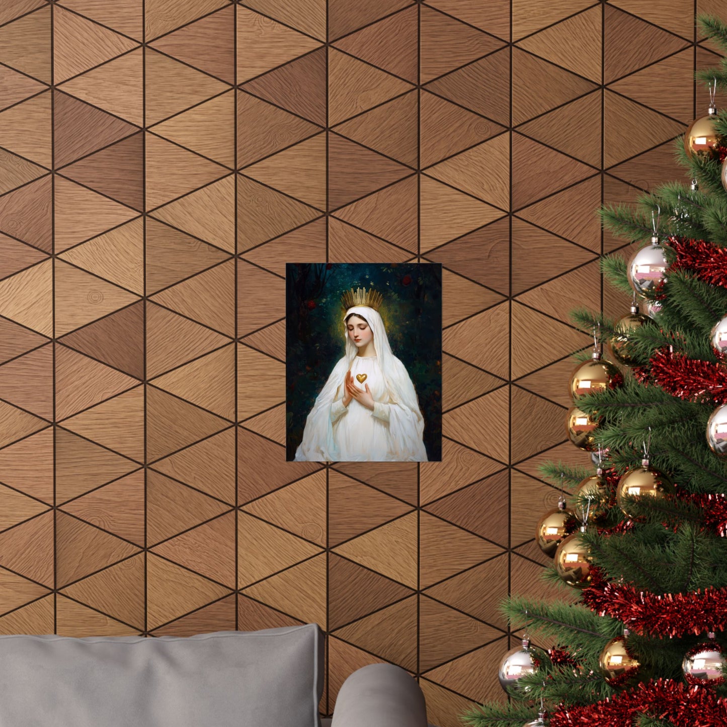 Our Lady of Beauraing - Our Lady of the Golden Heart - Marian Art - Sanctified Souls Print - Multiple Sizes - Premium Vertical Posters