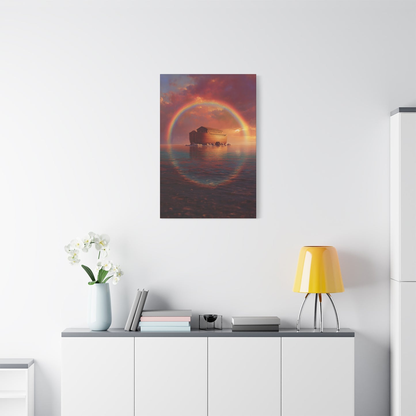 Sheltered Beneath the Covenant Sky - Noah's Ark - Gallery Wrapped Canvas - Print - Religious Art for your Home - Catholic