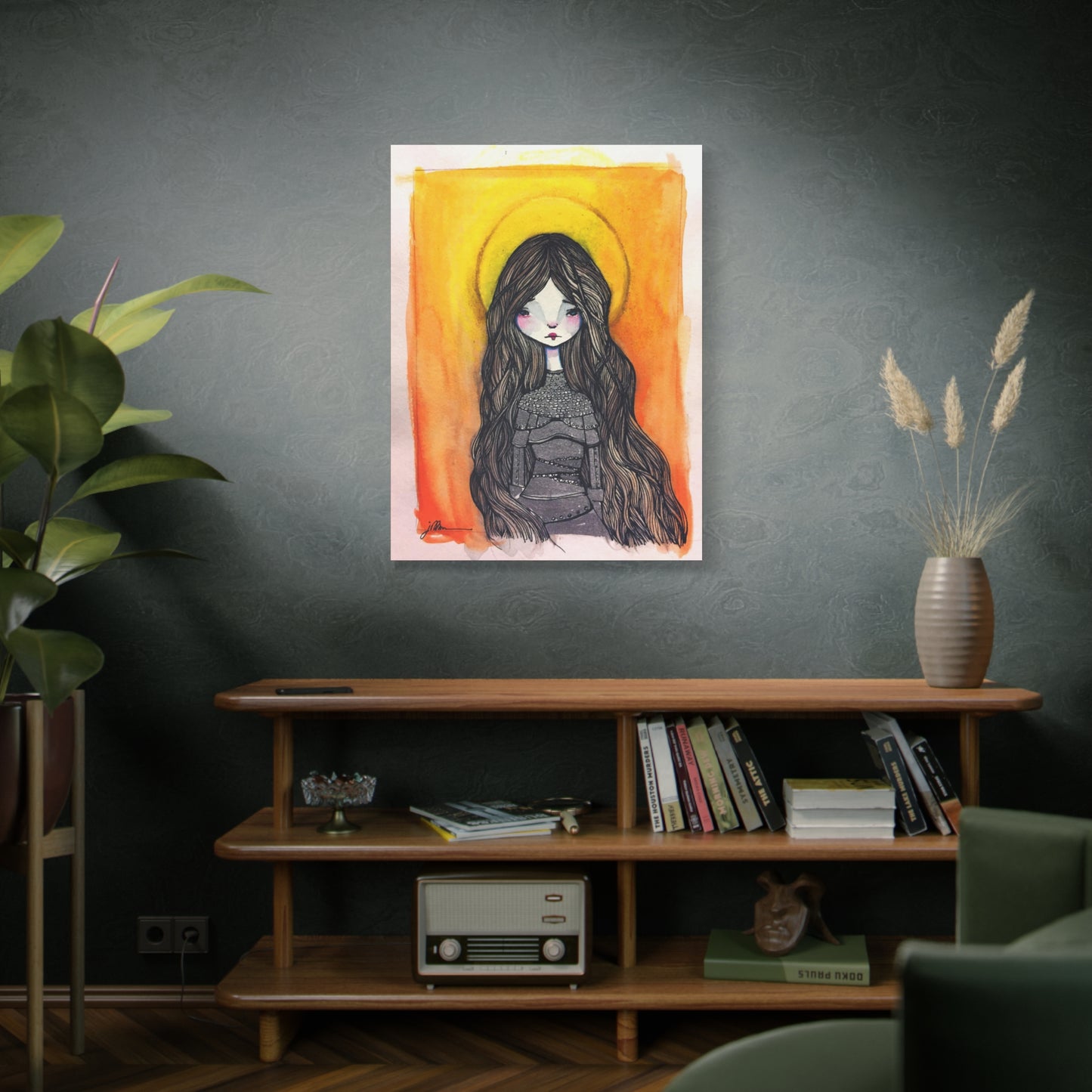 Saint Joan of Arc Canvas Print - Hand-Drawn Catholic Art Print | Christian Sacred Wall Art | Sanctified Solocosmo Religious Artwork