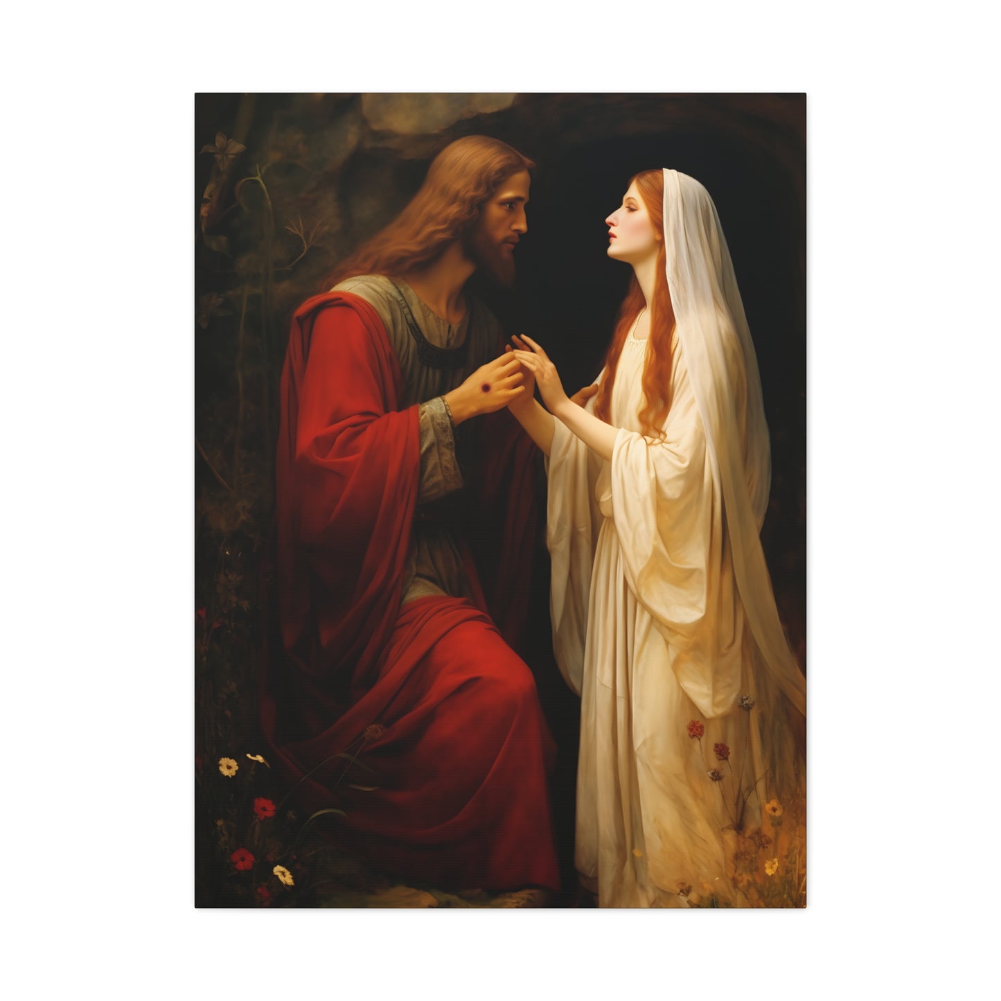 Revelation of Redemption Mary Magdalene and the Risen Christ - Gallery Wrapped Canvas - Sanctified Souls Print - Religious Art for your Home