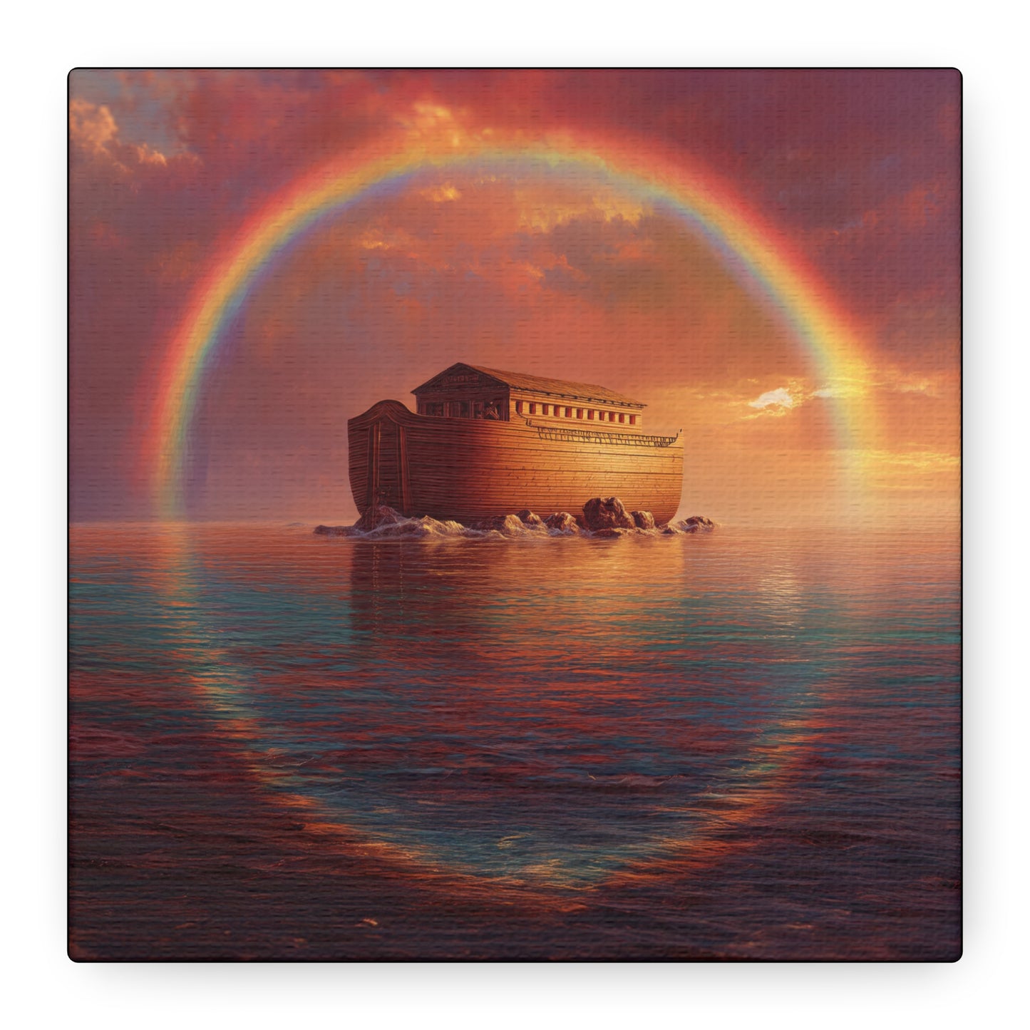 Sheltered Beneath the Covenant Sky - Noah's Ark - Gallery Wrapped Canvas - Print - Religious Art for your Home - Catholic