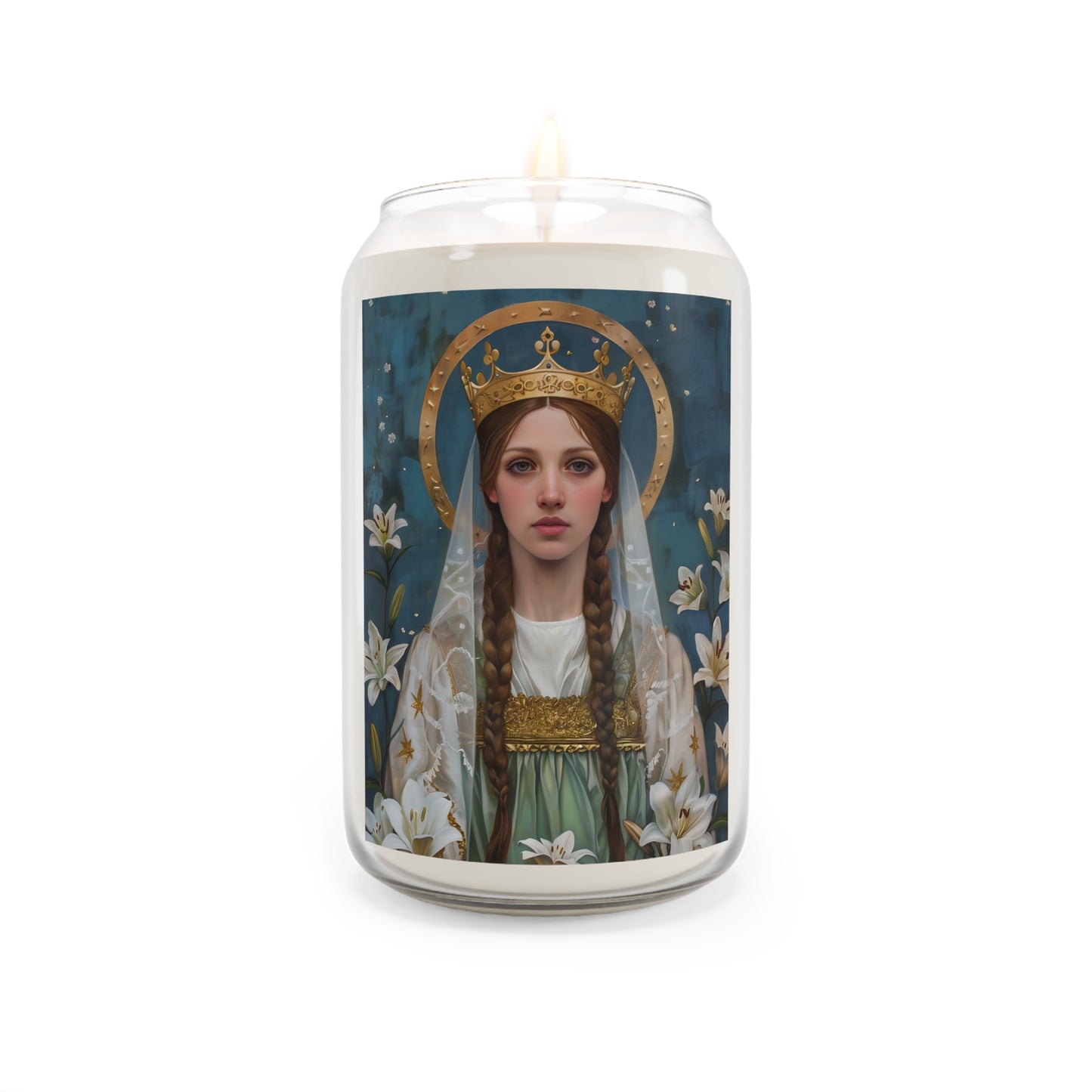 Saint Isabel of France Portrait Candle  - Scented Prayer Candle, 13.75oz - Tall Size - Religious Prayer Candle - Catholic Art