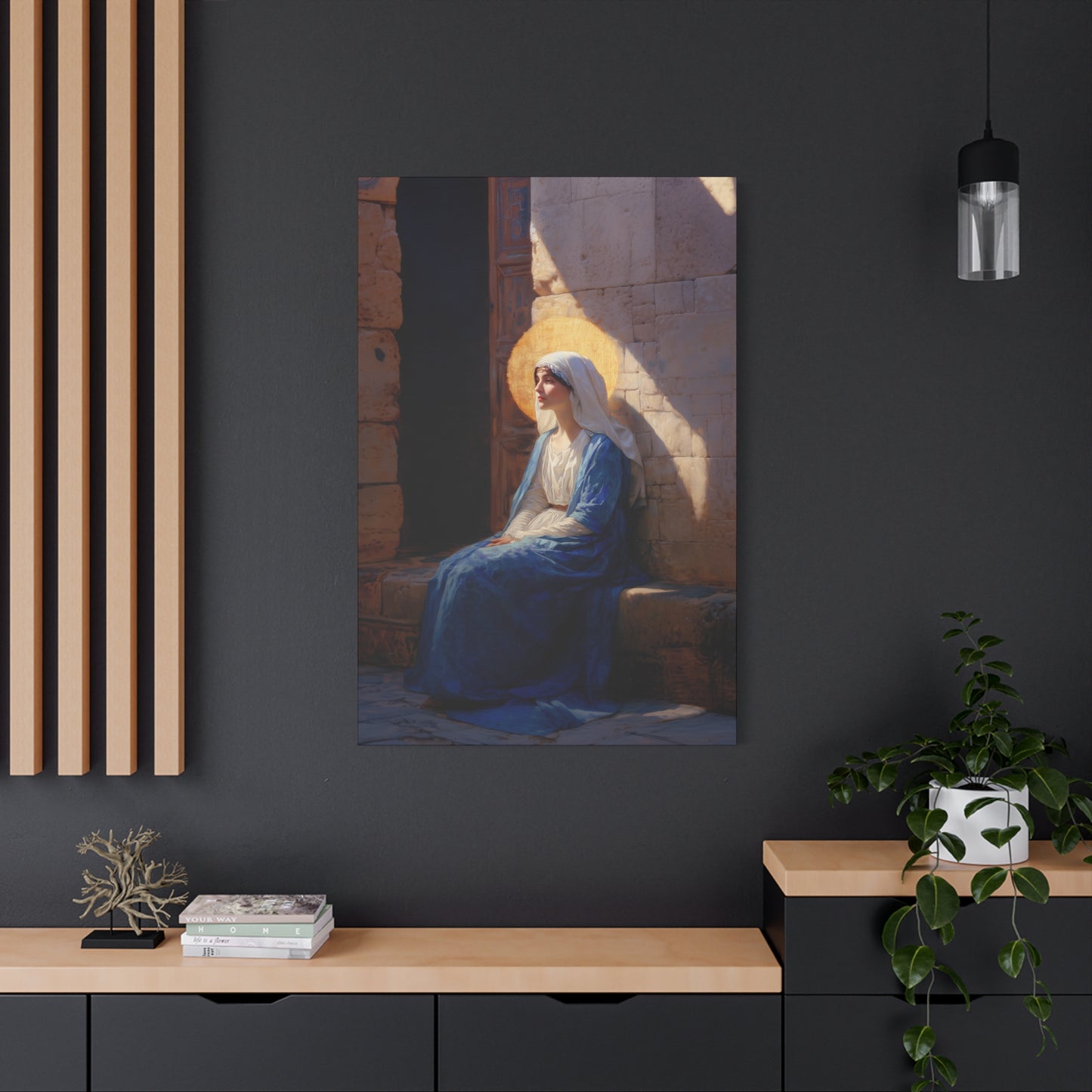 The Quiet Fiat That Split the Darkness, Mary's Yes - Gallery Wrapped Canvas - Print - Religious Art for your Home - Catholic Art