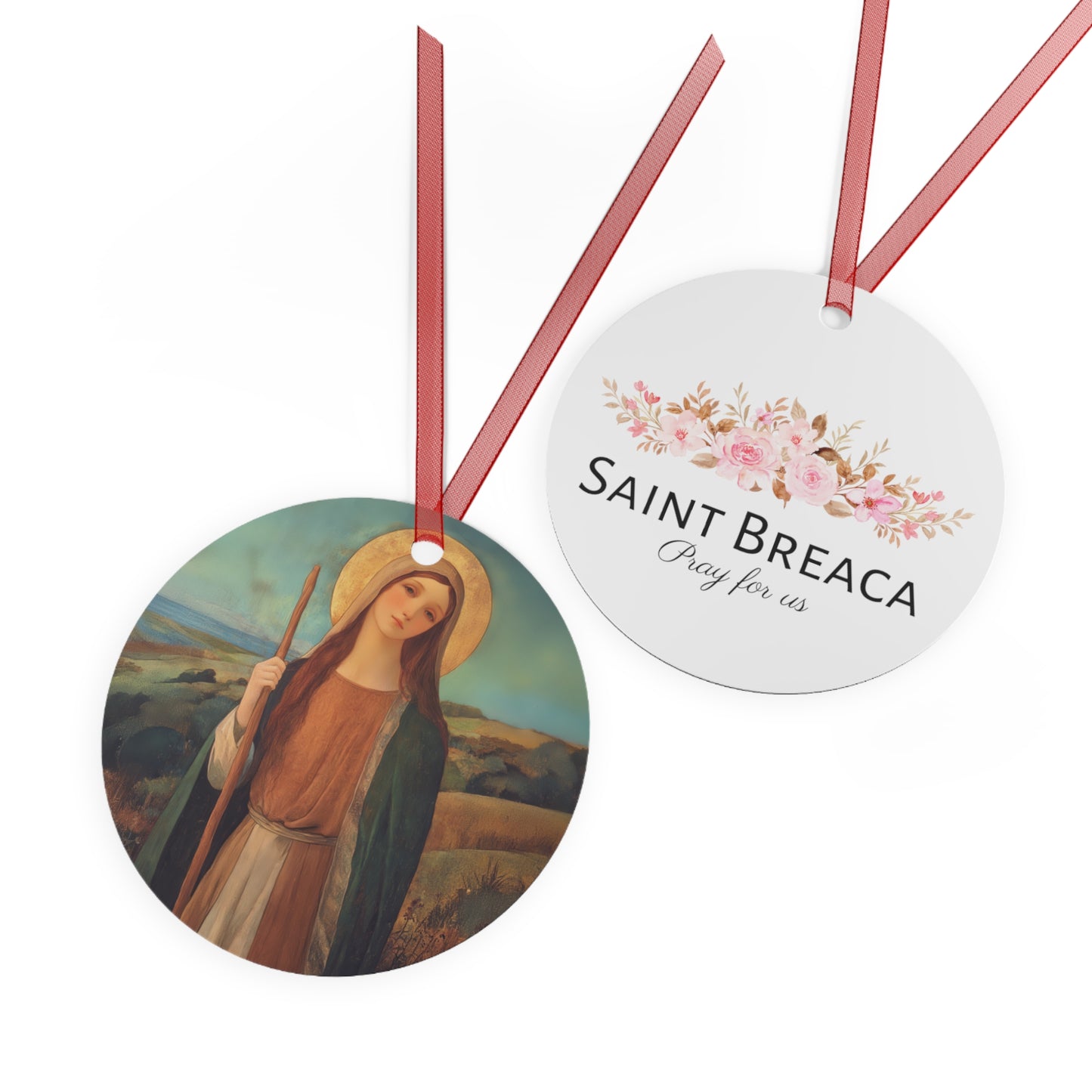 Saint Breage // Saint Breaca - Ornament - Religious Holiday Christmas Ornament and Keepsake - Double sided