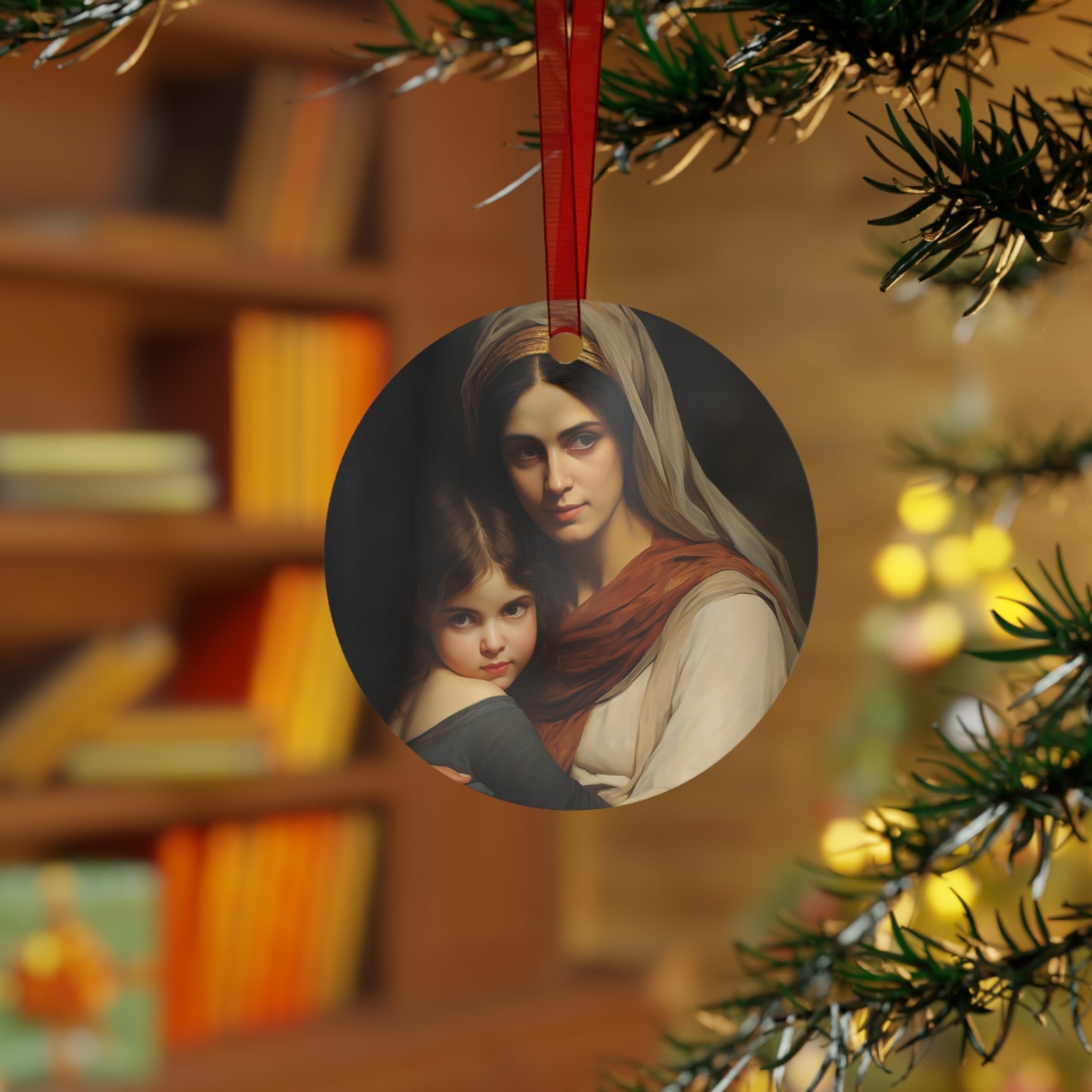 Saint Anne mother to Mary the Blessed Virgin Metal Ornament - Religious Holiday Christmas Ornament and Keepsake - Double sided