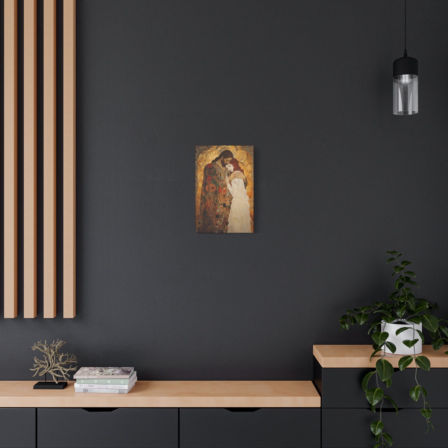 Christ Embracing Mary Magdalene Museum Wrapped Canvas - Sanctified Souls Print -Based on Klimt's The Kiss - Religious Catholic Art