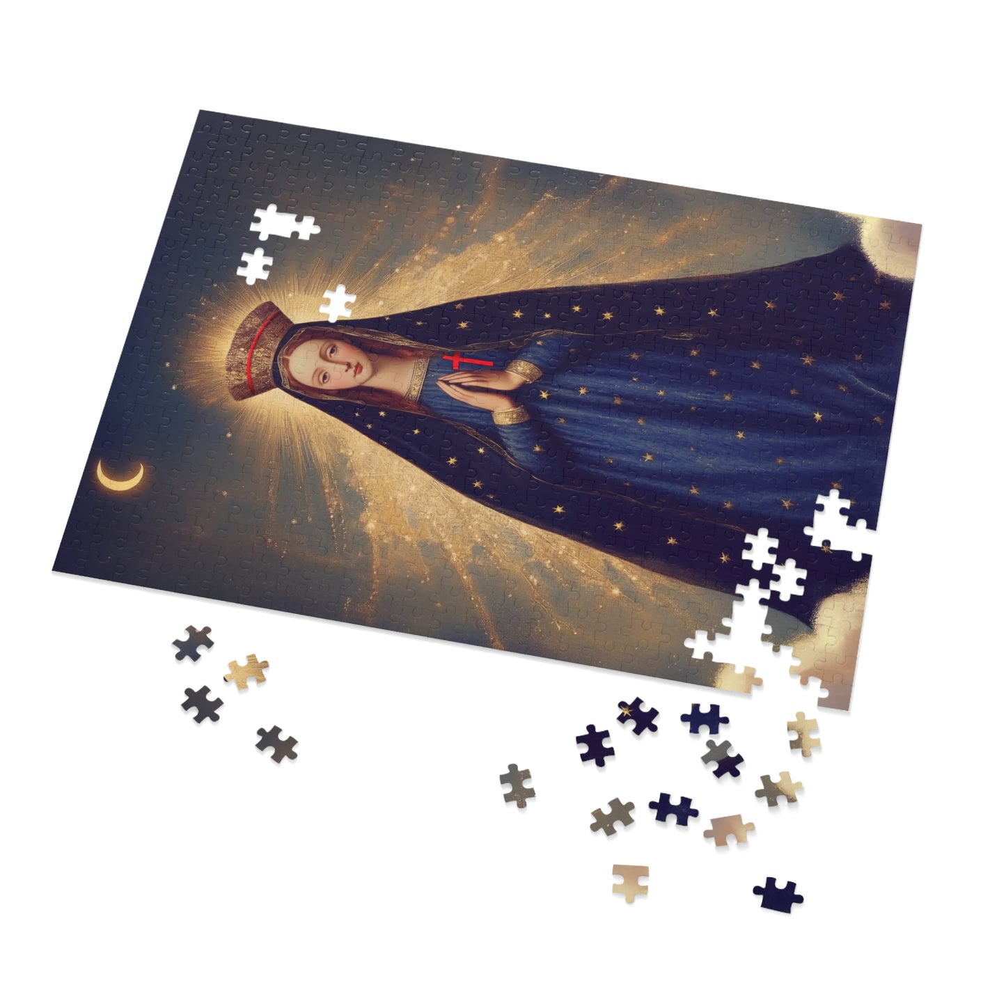 Our Lady of Pontmain - Puzzle and Tin - Religious Jigsaw Puzzle (30, 110, 252, 500,1000) - Gift Catholic Families - Mother Mary Art